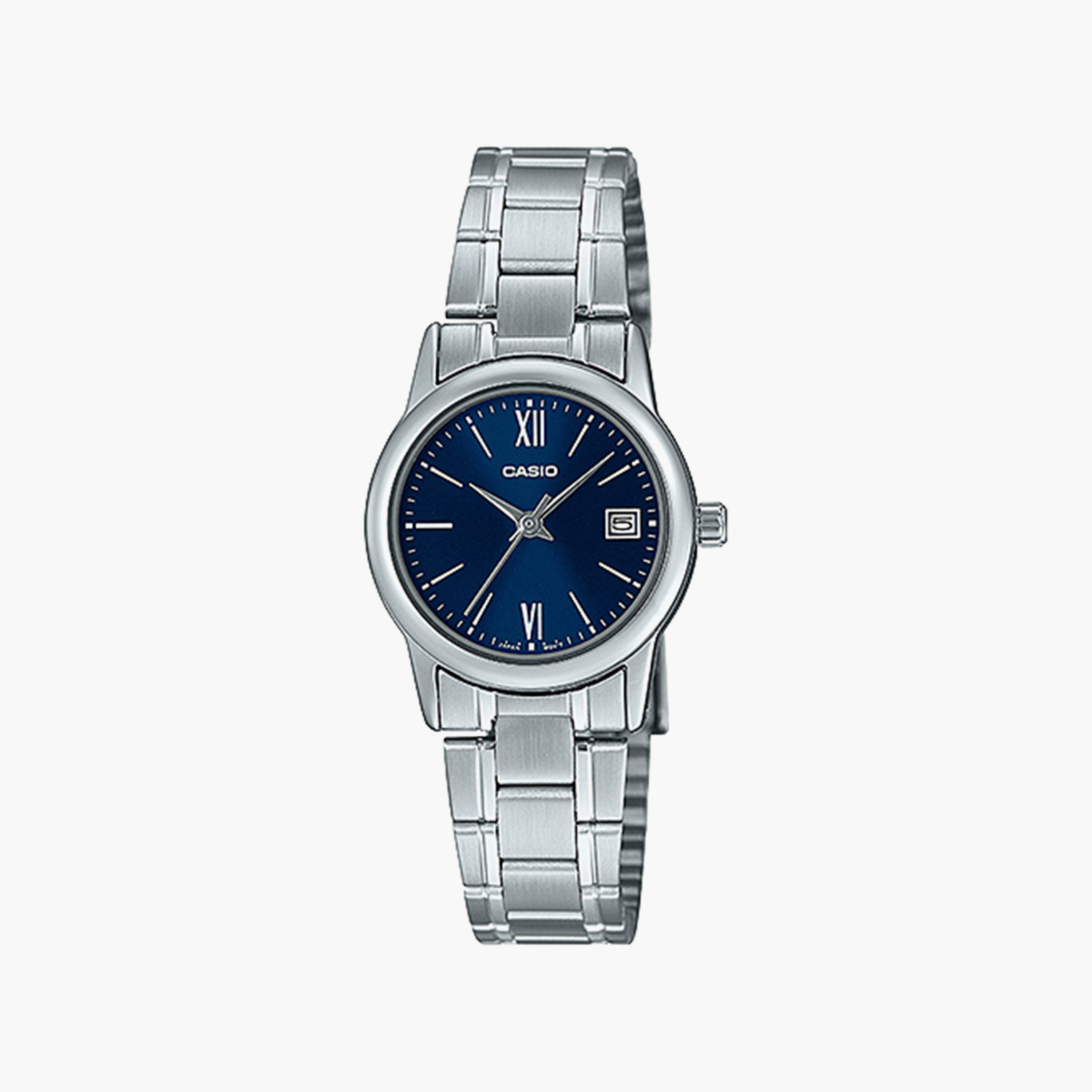 ساعة كاسيو بلون فضي مع انالوج بسوار ستانلس ستيل | LTP-V002D-2B3UDF-women-watchesandjewellery-watches-image-1