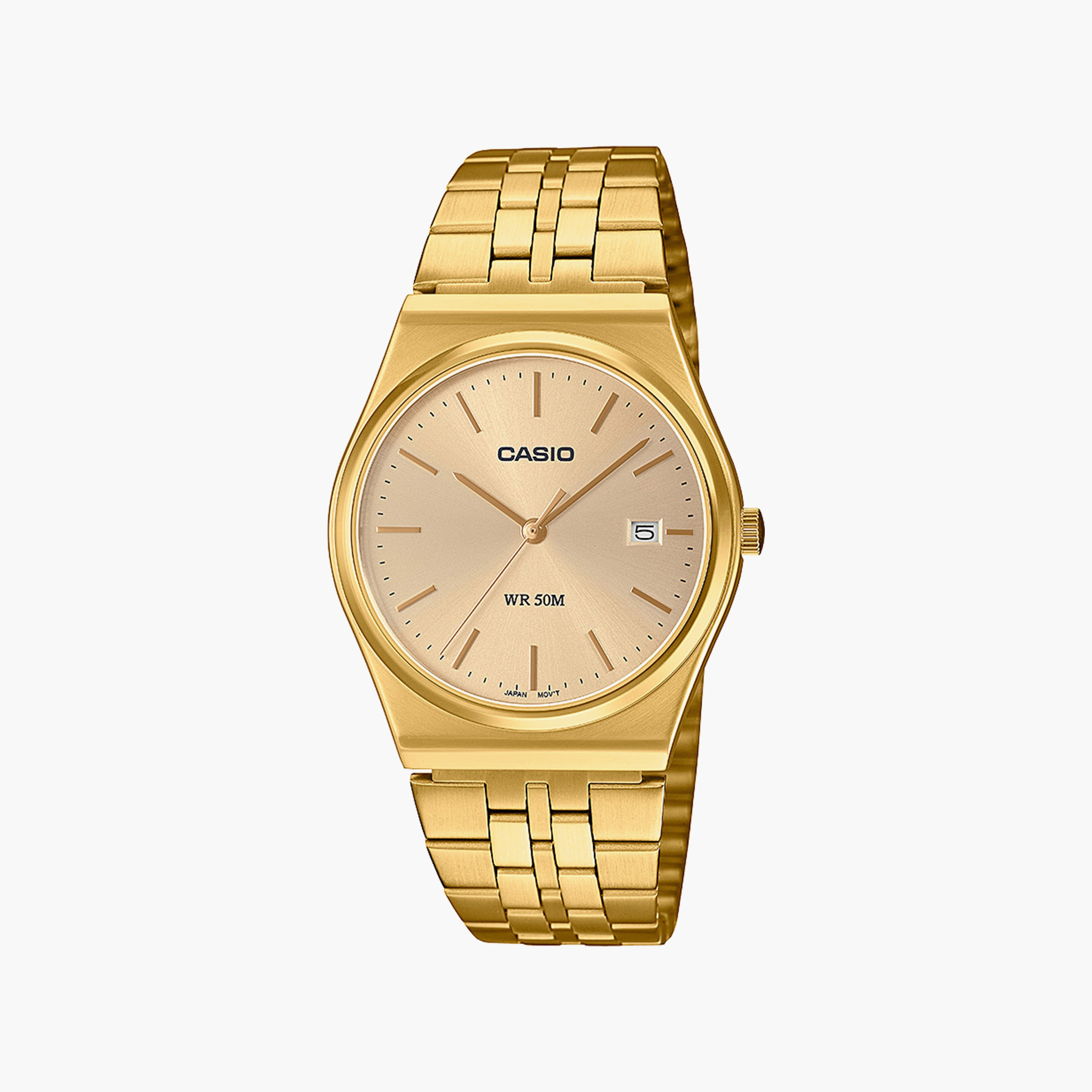ساعة كاسيو بلون ذهبي ذو انالوج بسوار ستانلس ستيل | MTP-B145G-9AVDF-men-watchesandjewellery-watches-image-1