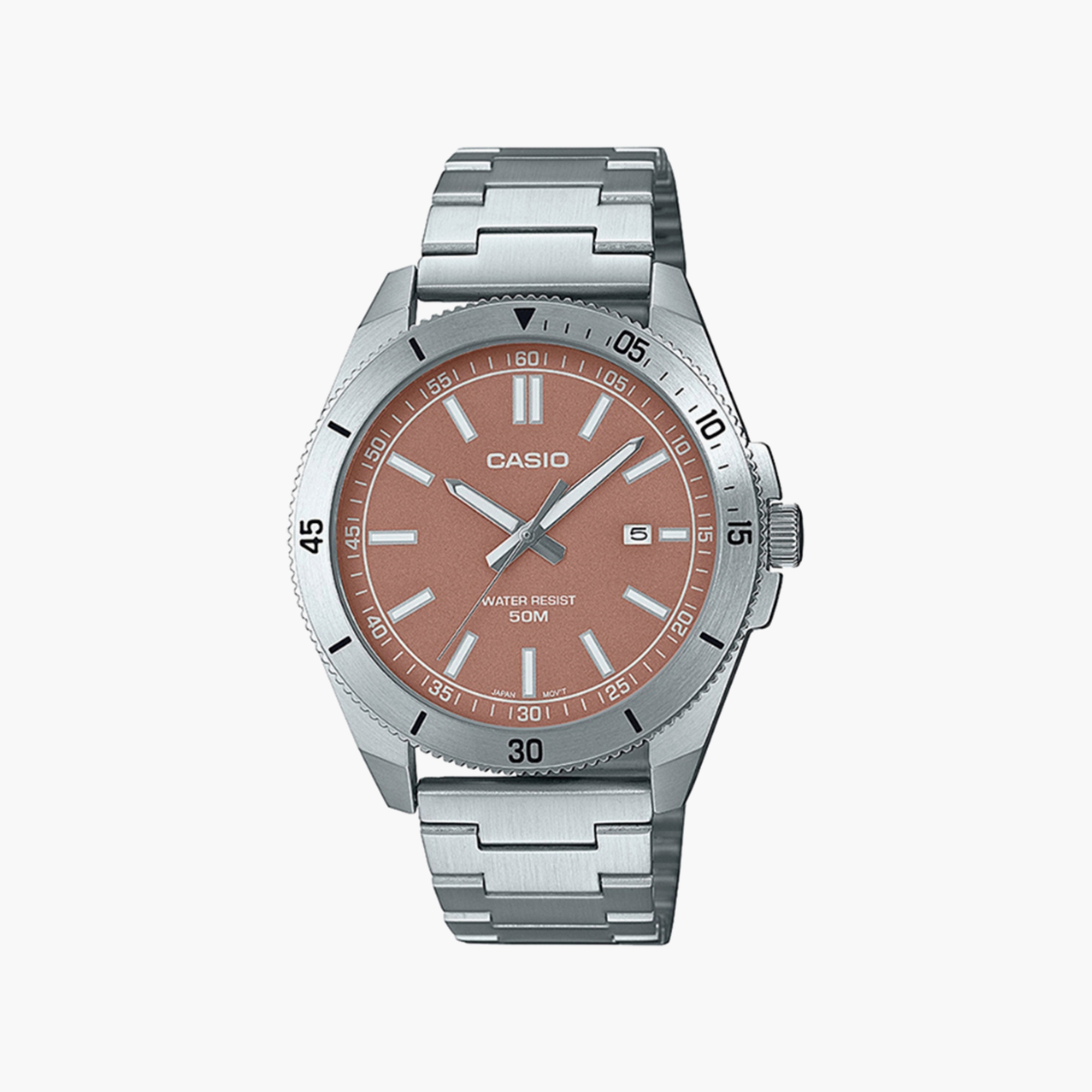ساعة كاسيو للرجال بلون فضي مع انالوج بسوار ستانلس ستيل | MTP-B155D-5EVDF-men-watchesandjewellery-watches-image-1