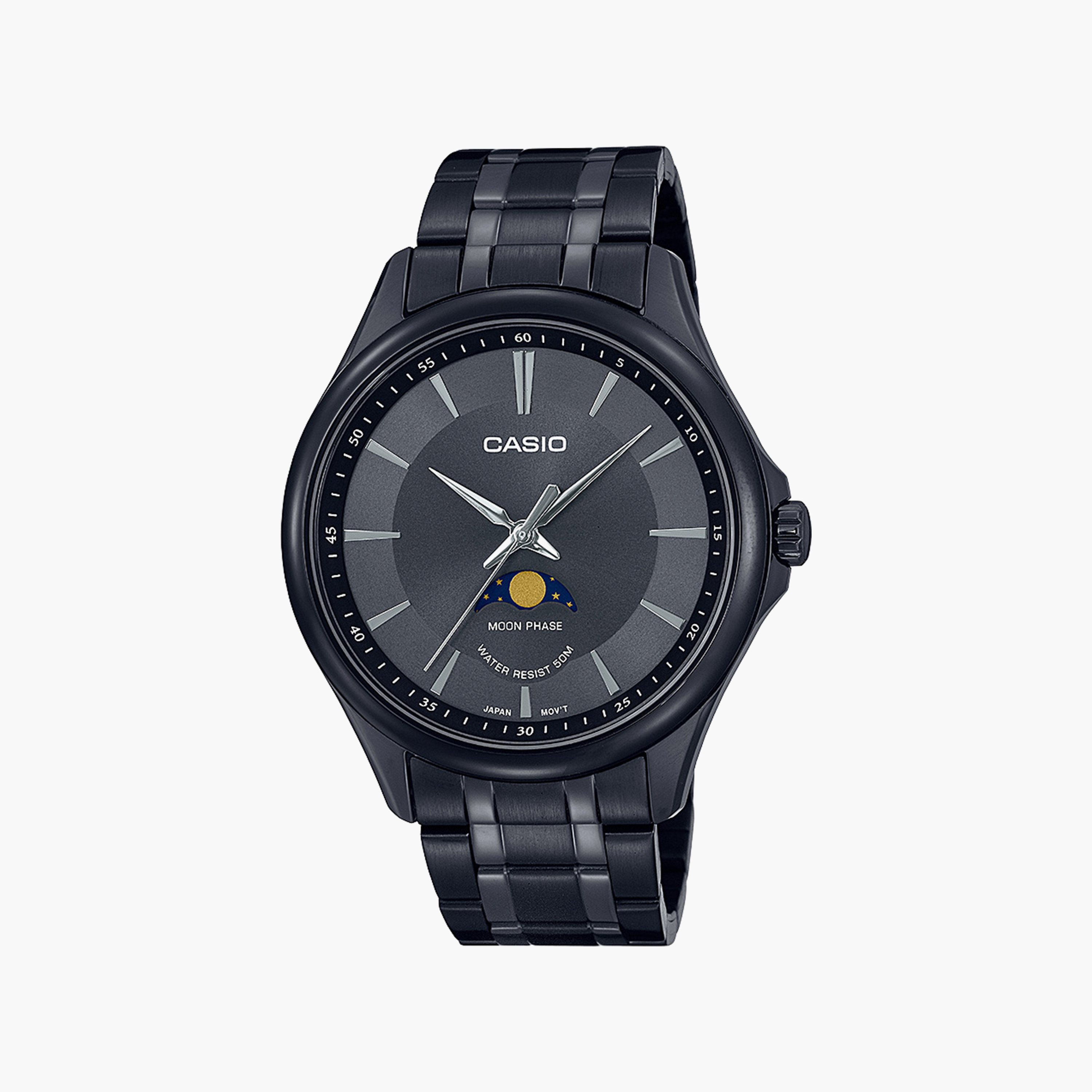 ساعة كاسيو للرجال بلون اسود مع انالوج بسوار ستانلس ستيل | MTP-M100B-1AVDF-men-watchesandjewellery-watches-image-1
