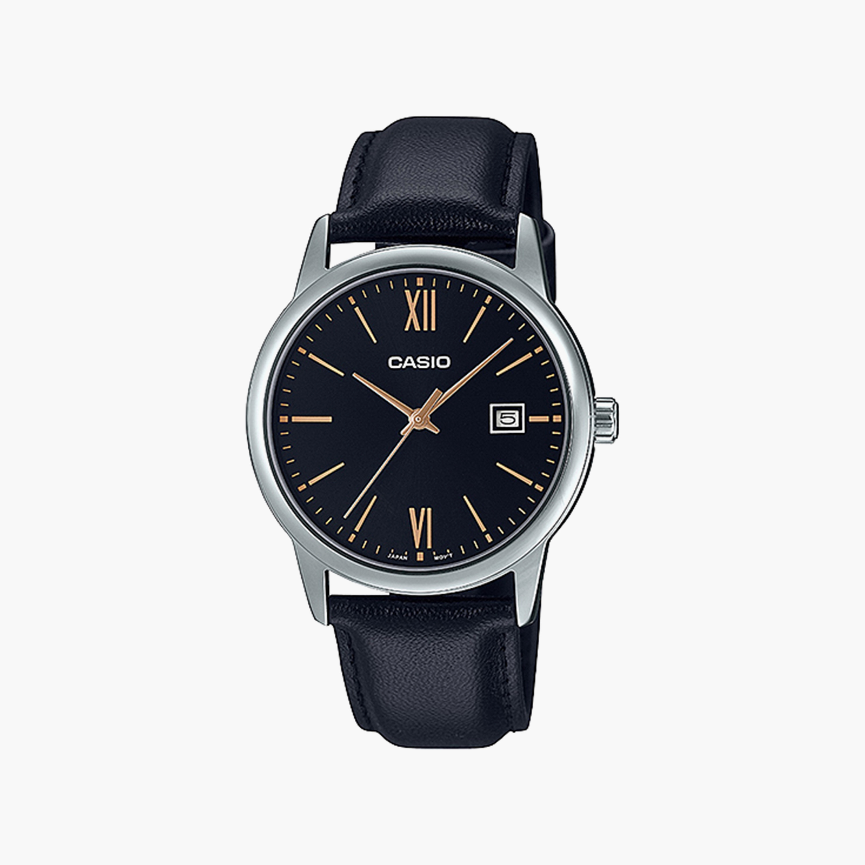 ساعة كاسيو بلون اسود مع انالوج بسوار جلدي | MTP-V002L-1B3UDF-men-watchesandjewellery-watches-image-1