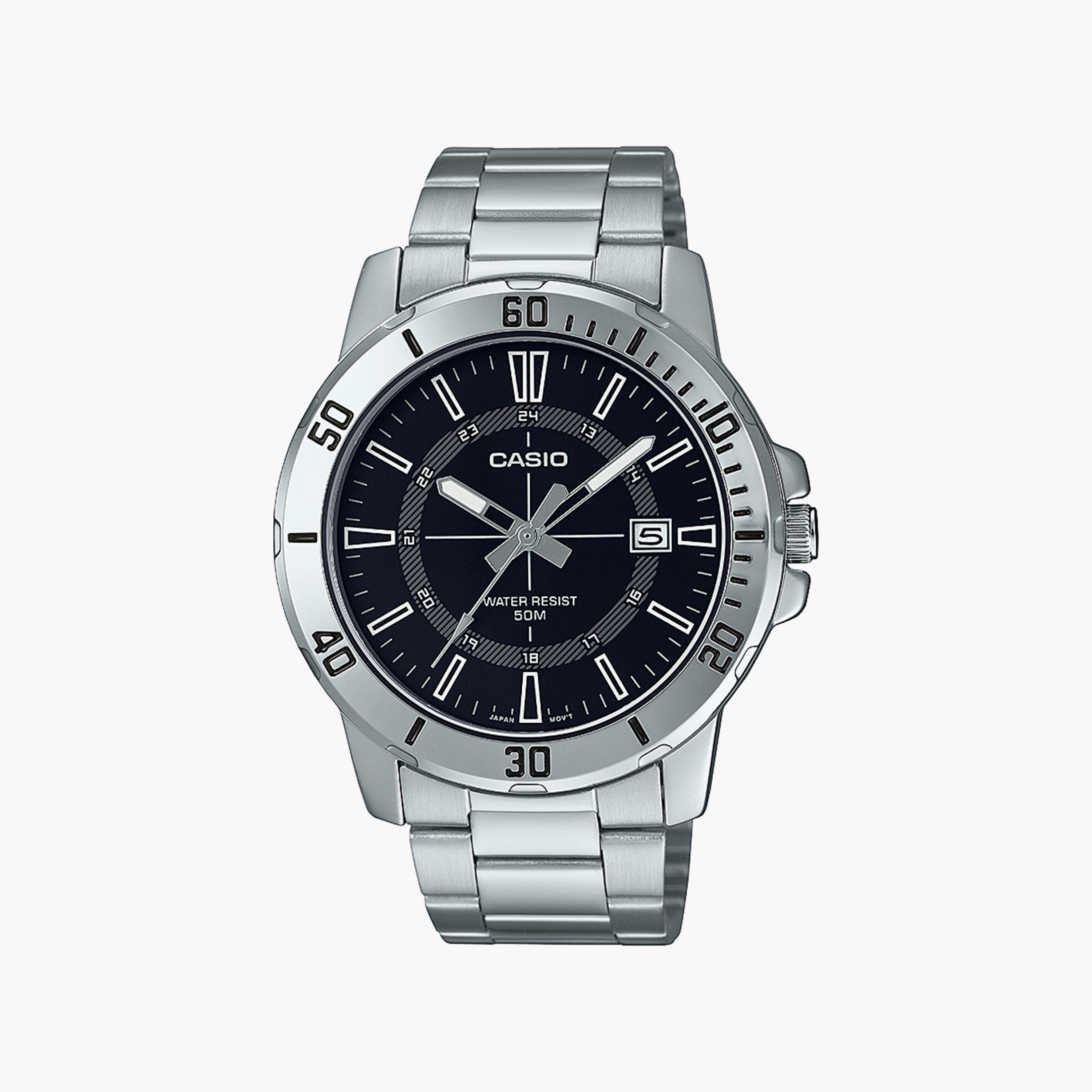 Casio Men's Silver Analog Stainless Steel Strap Watch | MTP-VD01D-1CVUDF | 45 MM-men-watchesandjewellery-watches-image-1