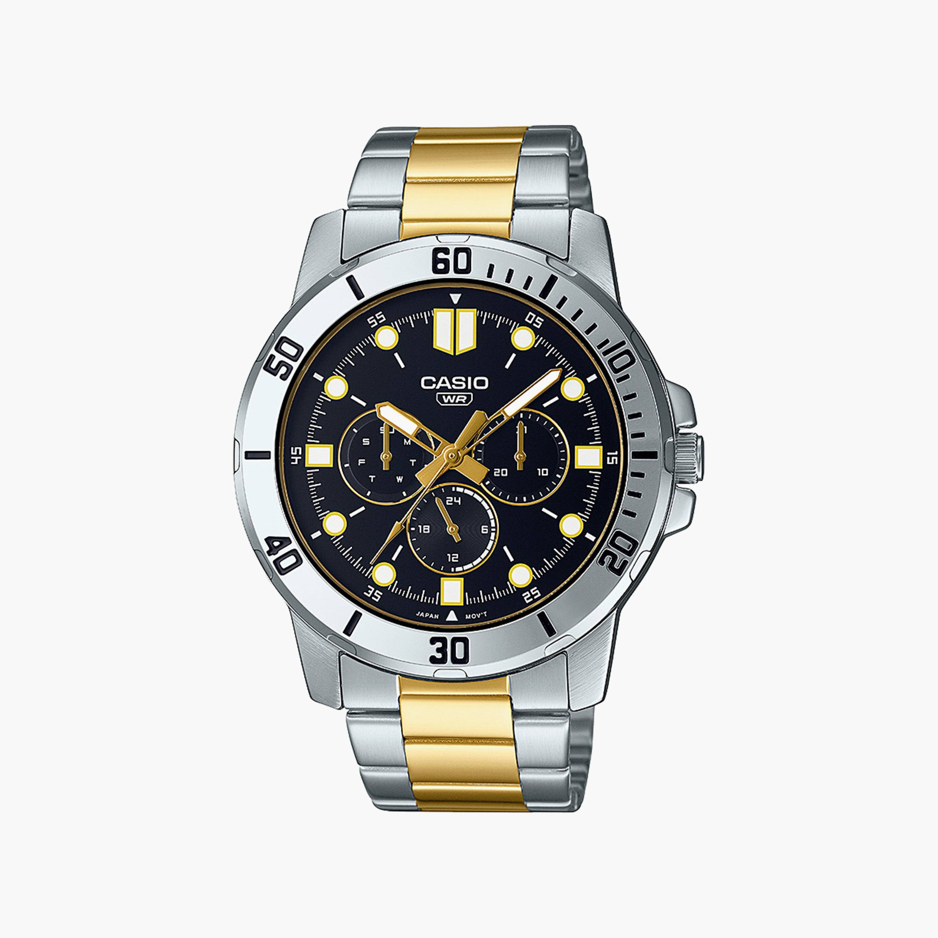 ساعة كاسيو للرجال بلون فضي وذهبي ذو انالوج بسوار ستانلس ستيل | MTP-VD300SG-1EUDF-men-watchesandjewellery-watches-image-1