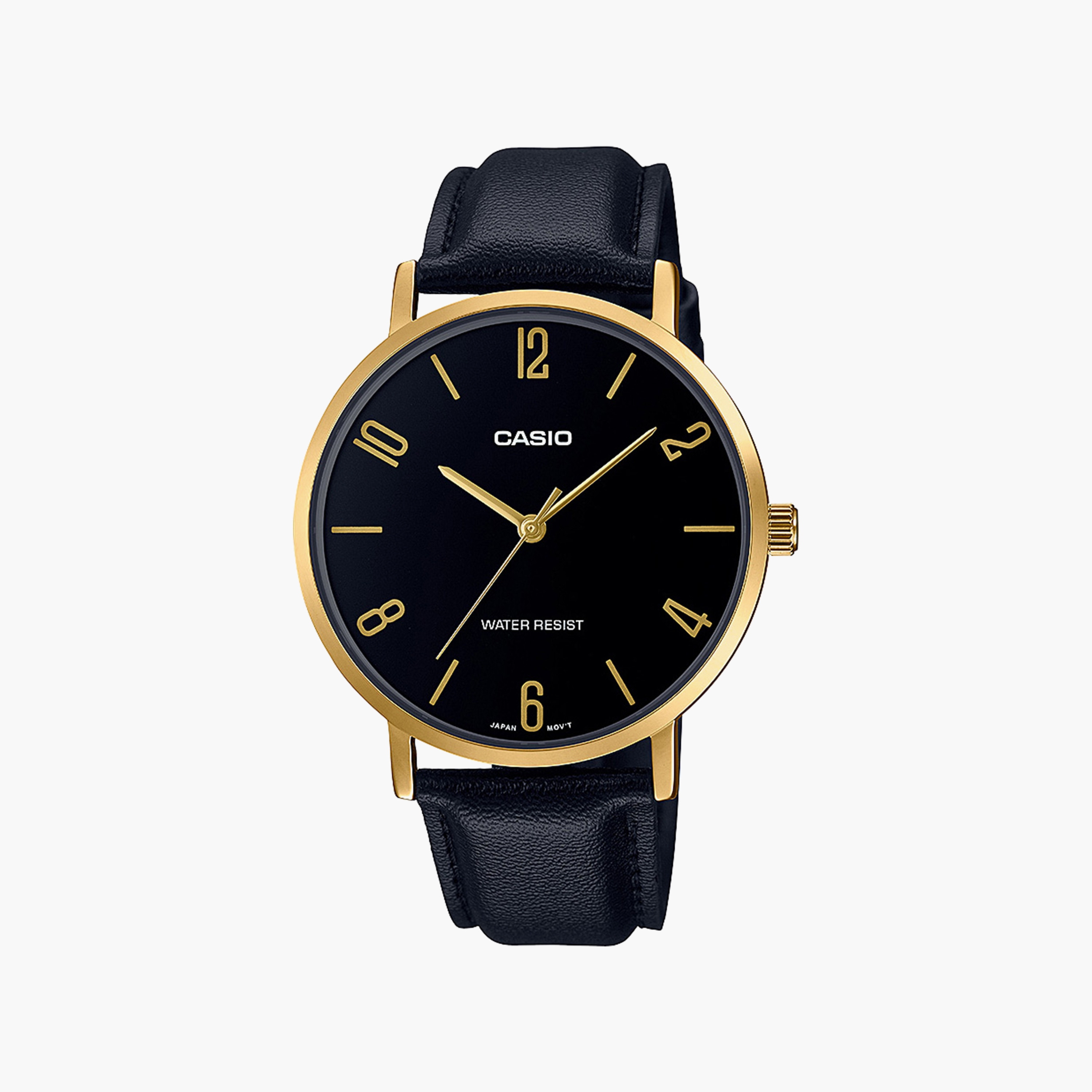 ساعة كاسيو للرجال بلون اسود مع انالوج بسوار جلدي | MTP-VT01GL-1B2UDF-men-watchesandjewellery-watches-image-1
