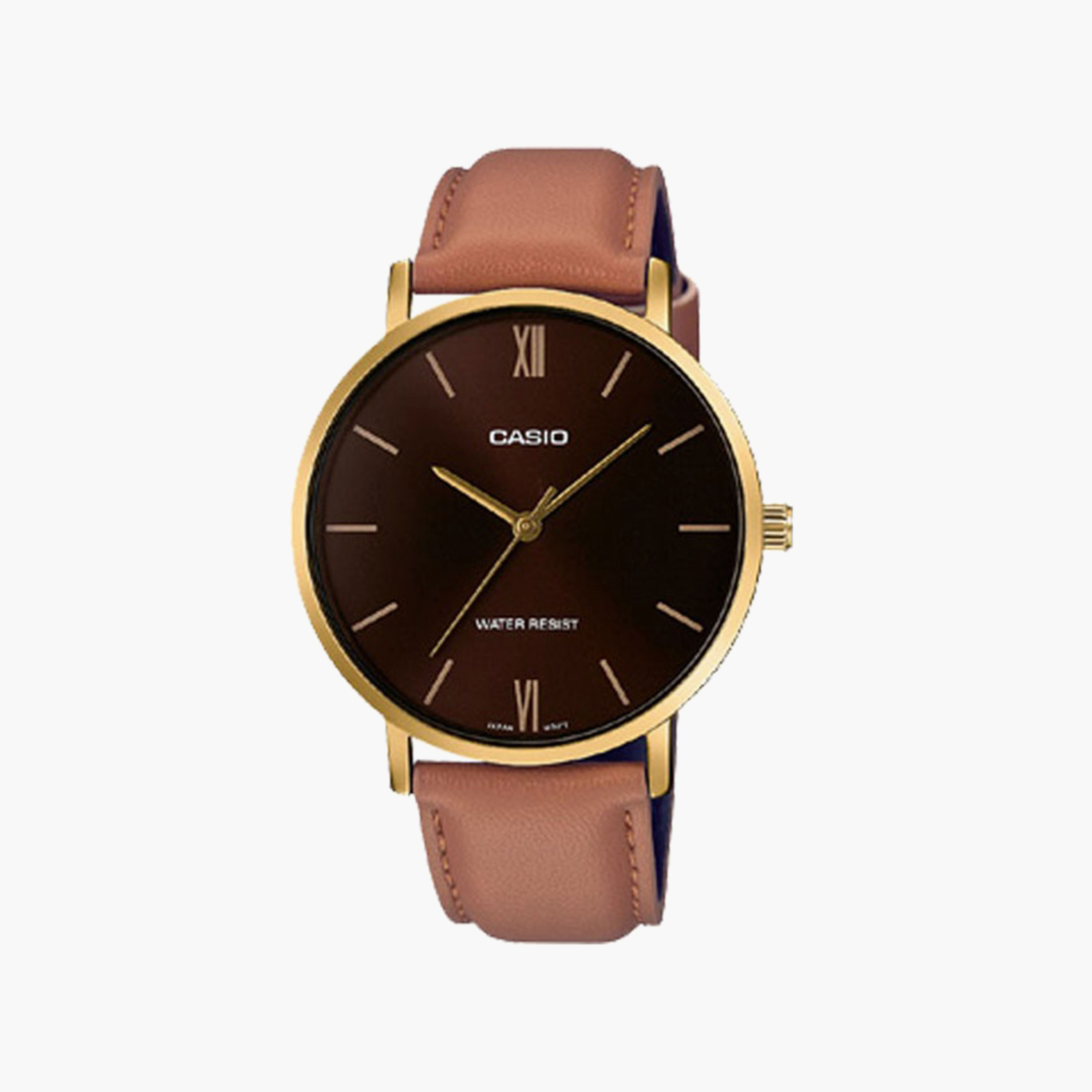 ساعة كاسيو للرجال بلون بني مع انالوج بسوار جلدي | MTP-VT01GL-5BUDF-men-watchesandjewellery-watches-image-1