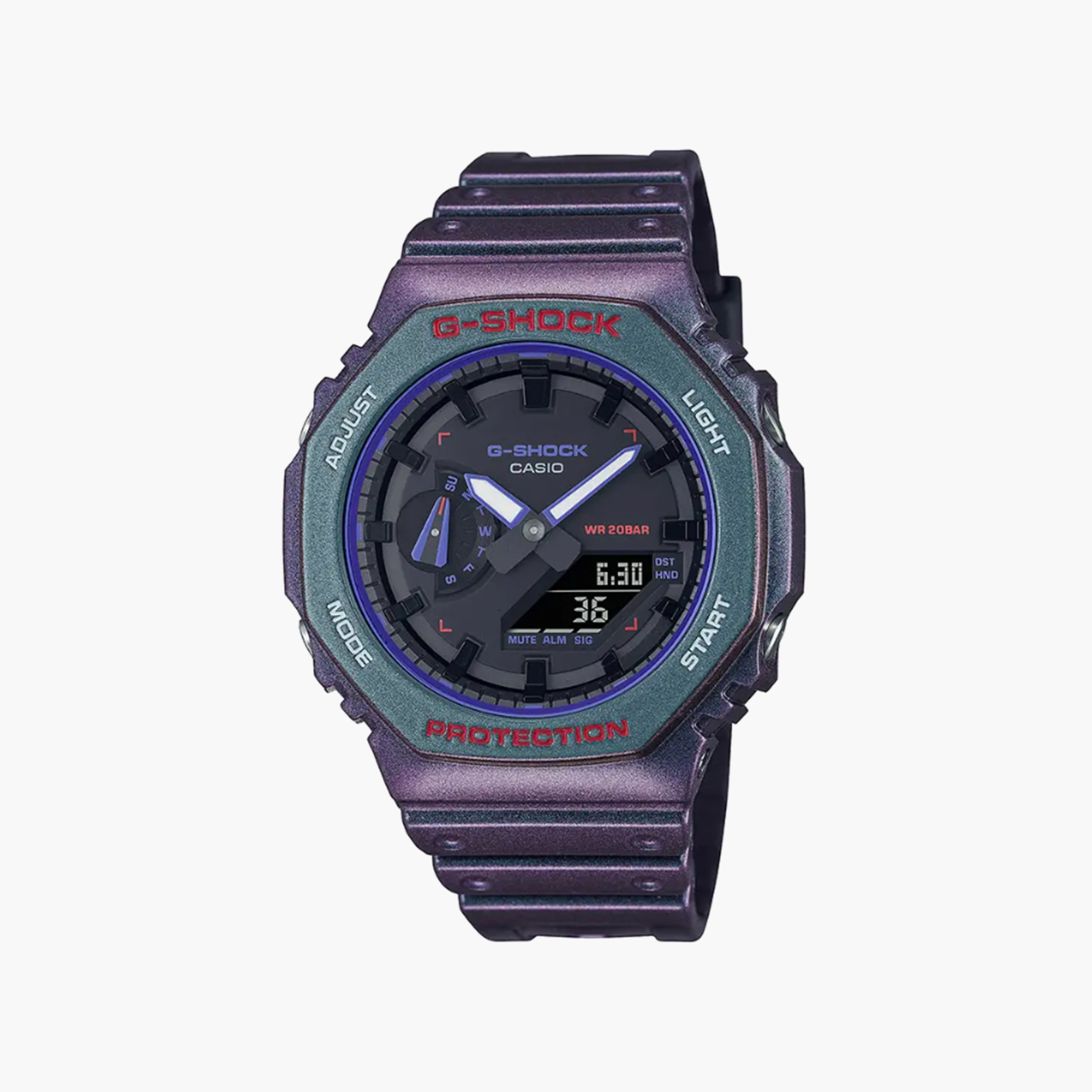 G-SHOCK Men's Purple Analog-Digital Silicone Strap Watch | GA-2100AH-6ADR-men-watchesandjewellery-watches-image-1