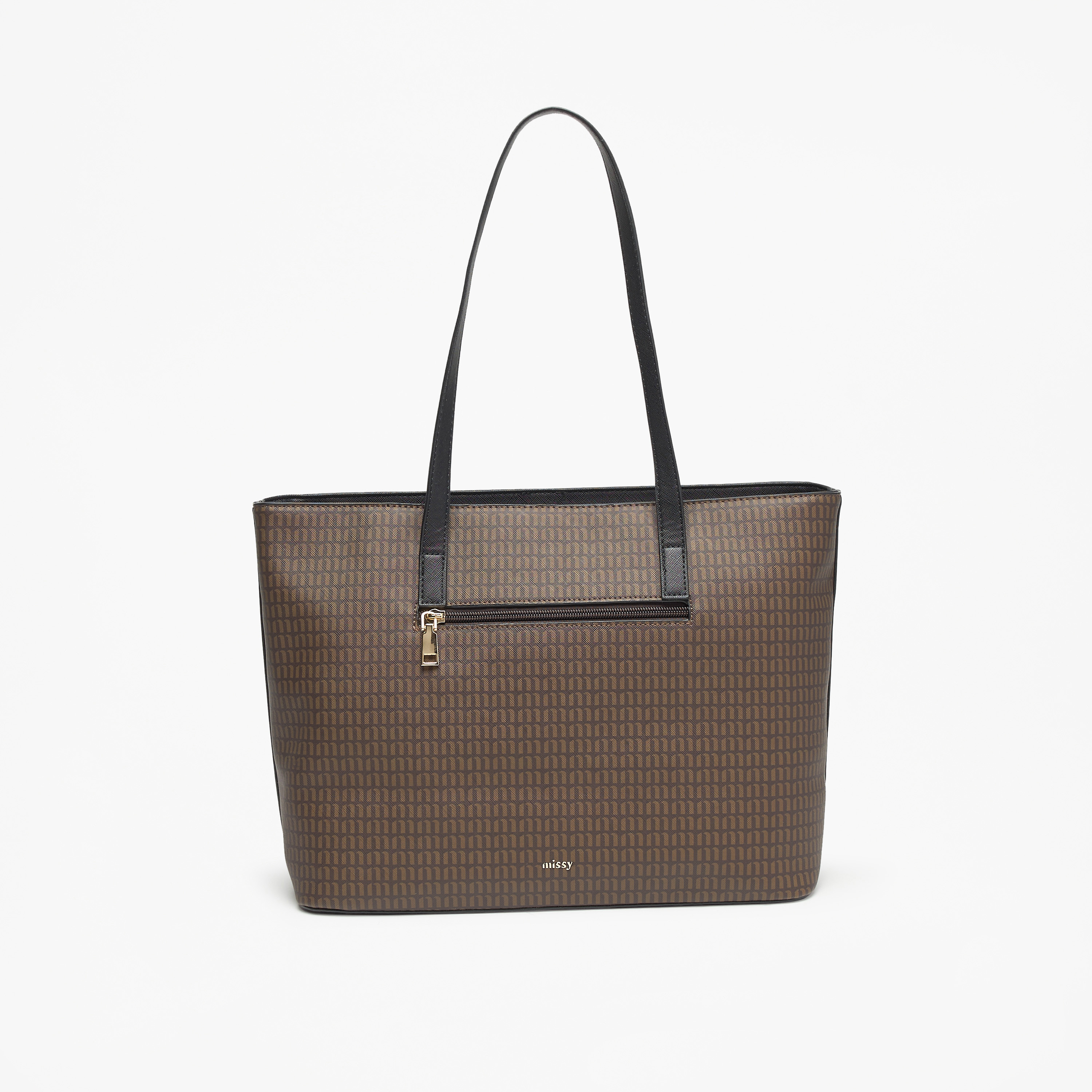 Missy All-Over Monogram Print Tote Bag with Double Handle and Zip Closure-women-bagsandwallets-handbags-image-4
