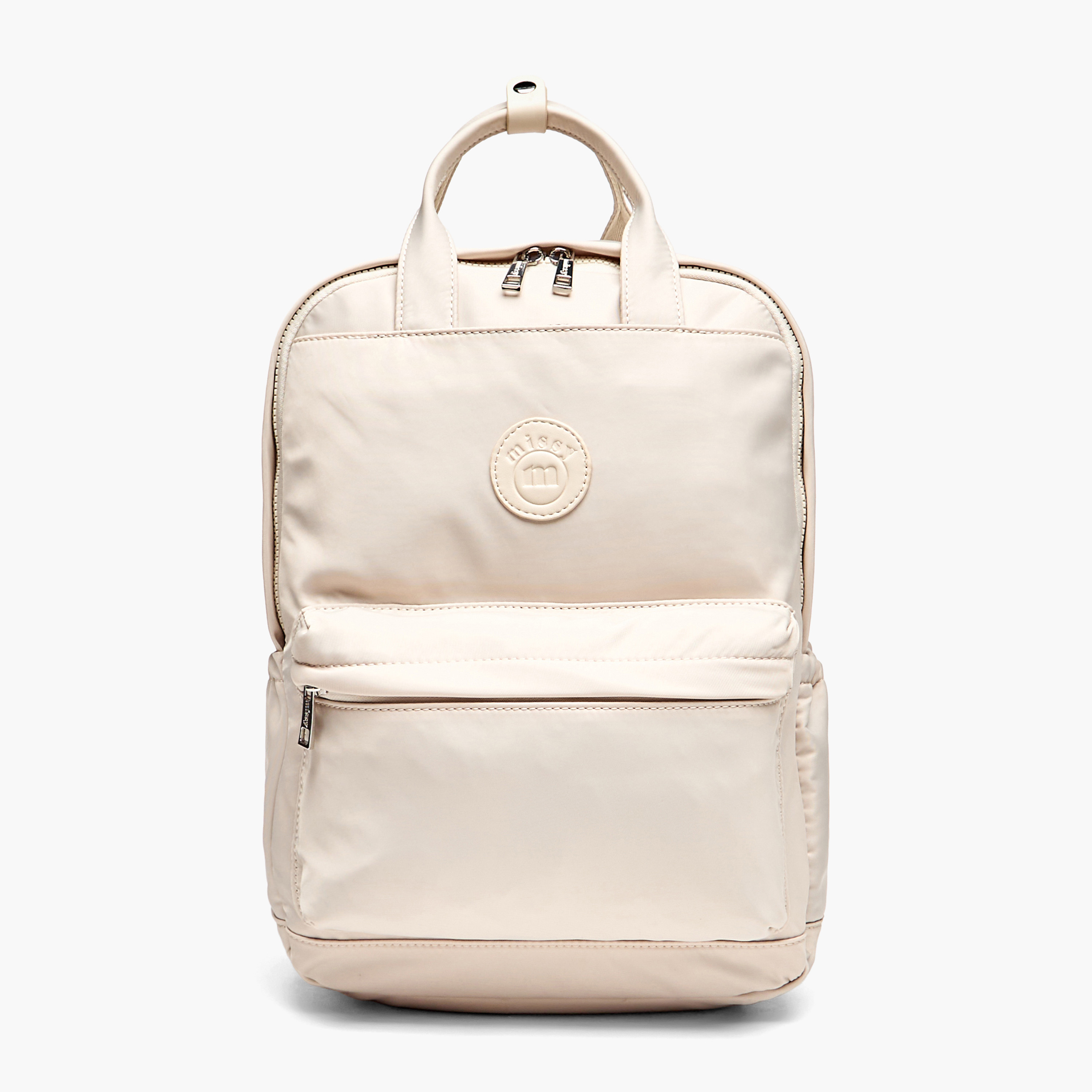 Missy Logo Applique Backpack with Adjustable Strap and Zip Closure - 12x41x30 cm-women-bagsandwallets-backpacks-image-1