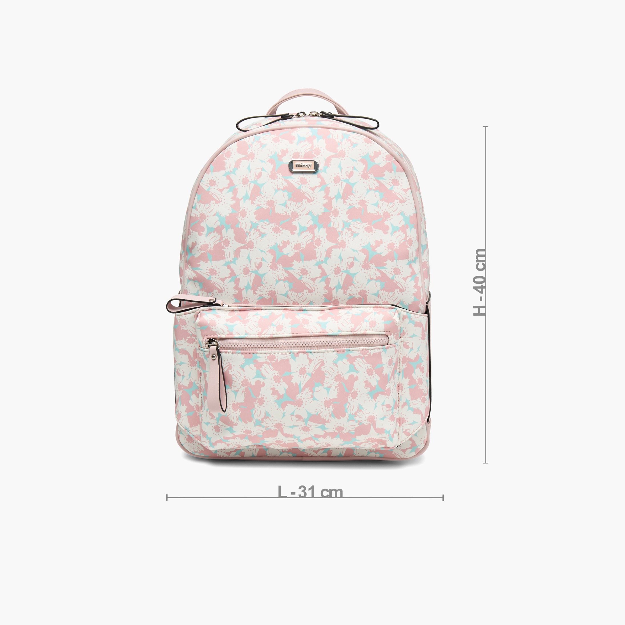 شنطة ظهر بطبعات زهور وجيب أمامي قابل للفصل من ميسي - 31x40x13 سم-women-bagsandwallets-backpacks-image-4