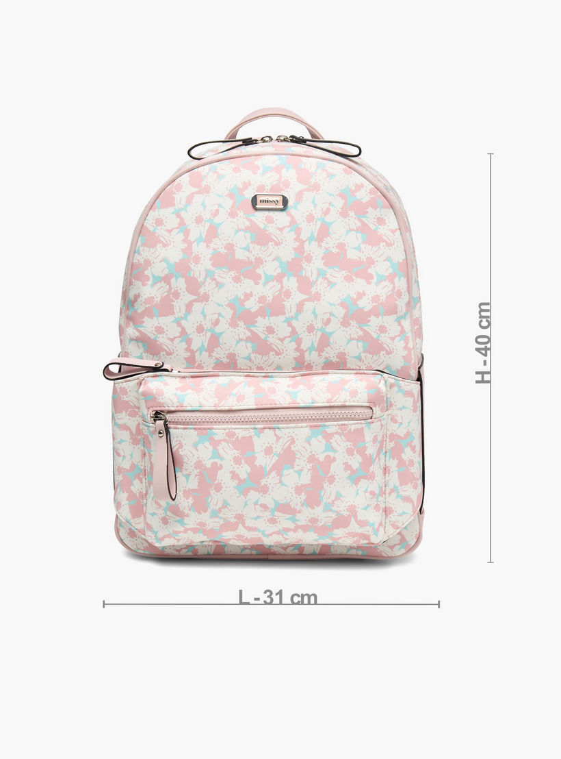 شنطة ظهر بطبعات زهور وجيب أمامي قابل للفصل من ميسي - 31x40x13 سم-women-bagsandwallets-backpacks-image-4