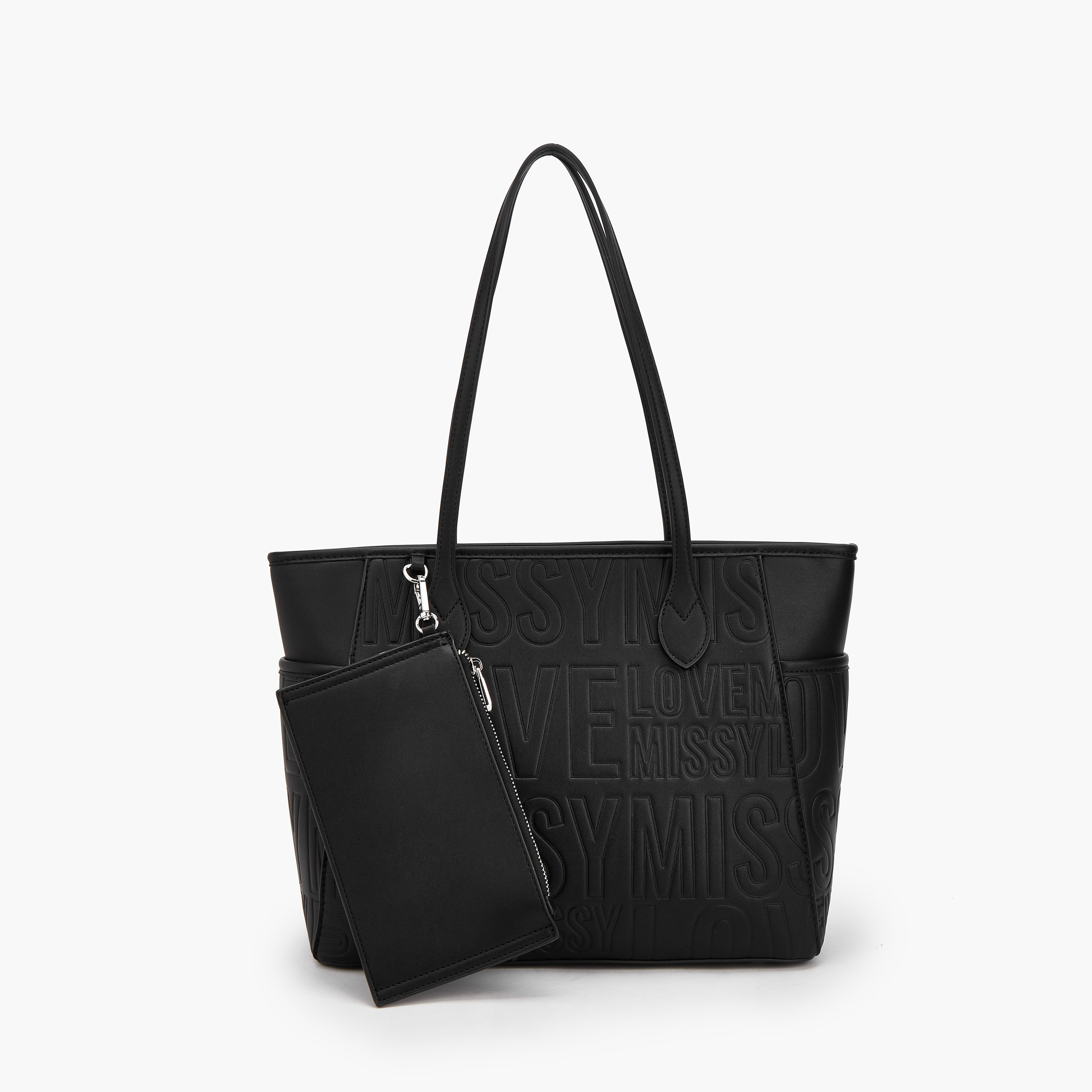 شنطة توتي بارزة الملمس بسحاب إغلاق مع شنطة صغيرة وشعار ميسي-women-bagsandwallets-handbags-image-1