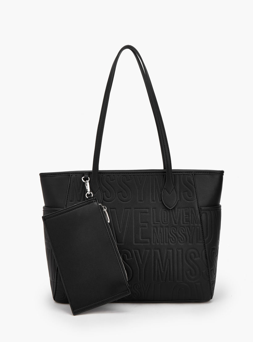 شنطة توتي بارزة الملمس بسحاب إغلاق مع شنطة صغيرة وشعار ميسي-women-bagsandwallets-handbags-image-1