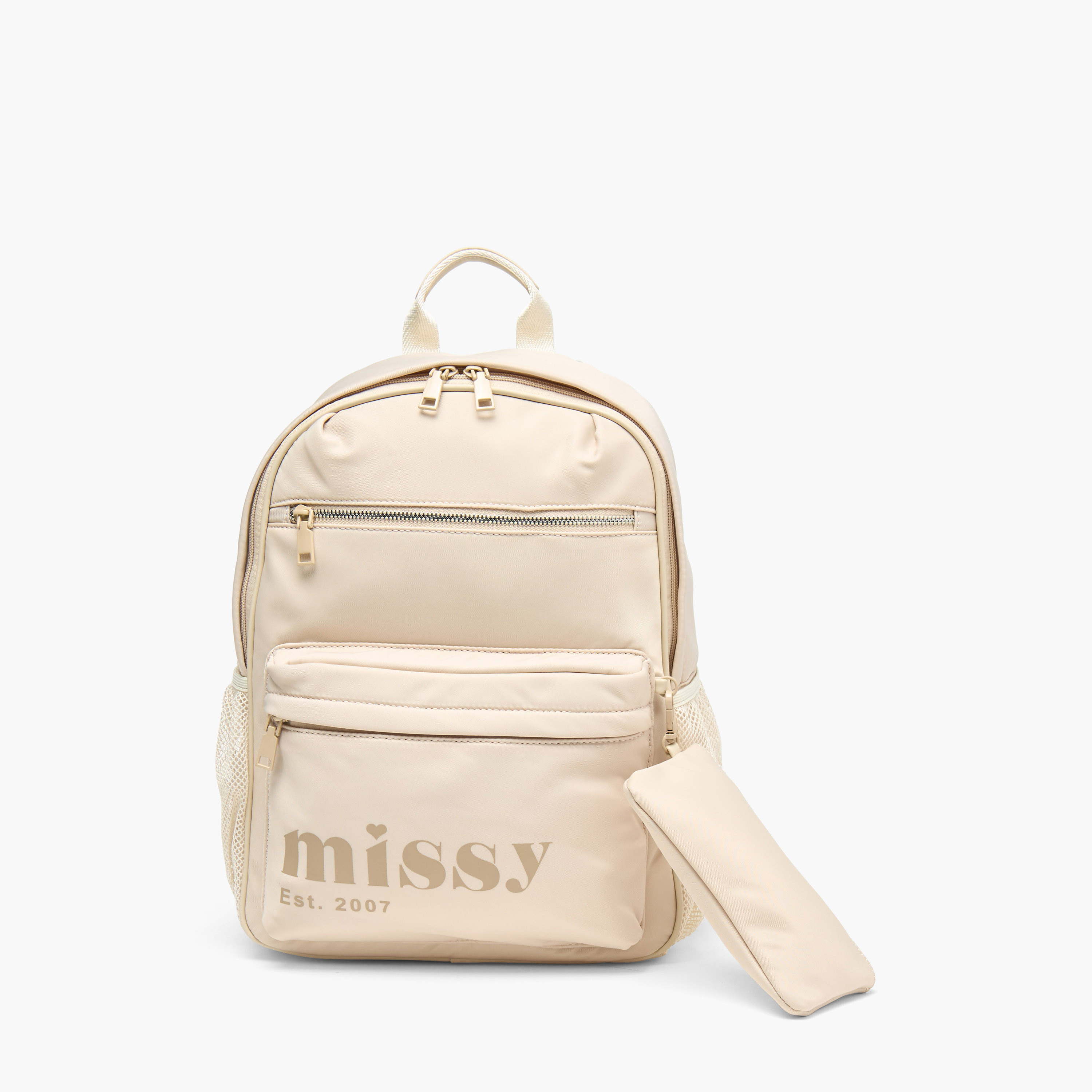 شنطة ظهر مدرسية للأطفال مع مقلمة قطعتين بطبعات شعار من ميسي - 30x12x40 سم-cpwomen-fashionaccessories-bagsandwallets-backpacks-image-1
