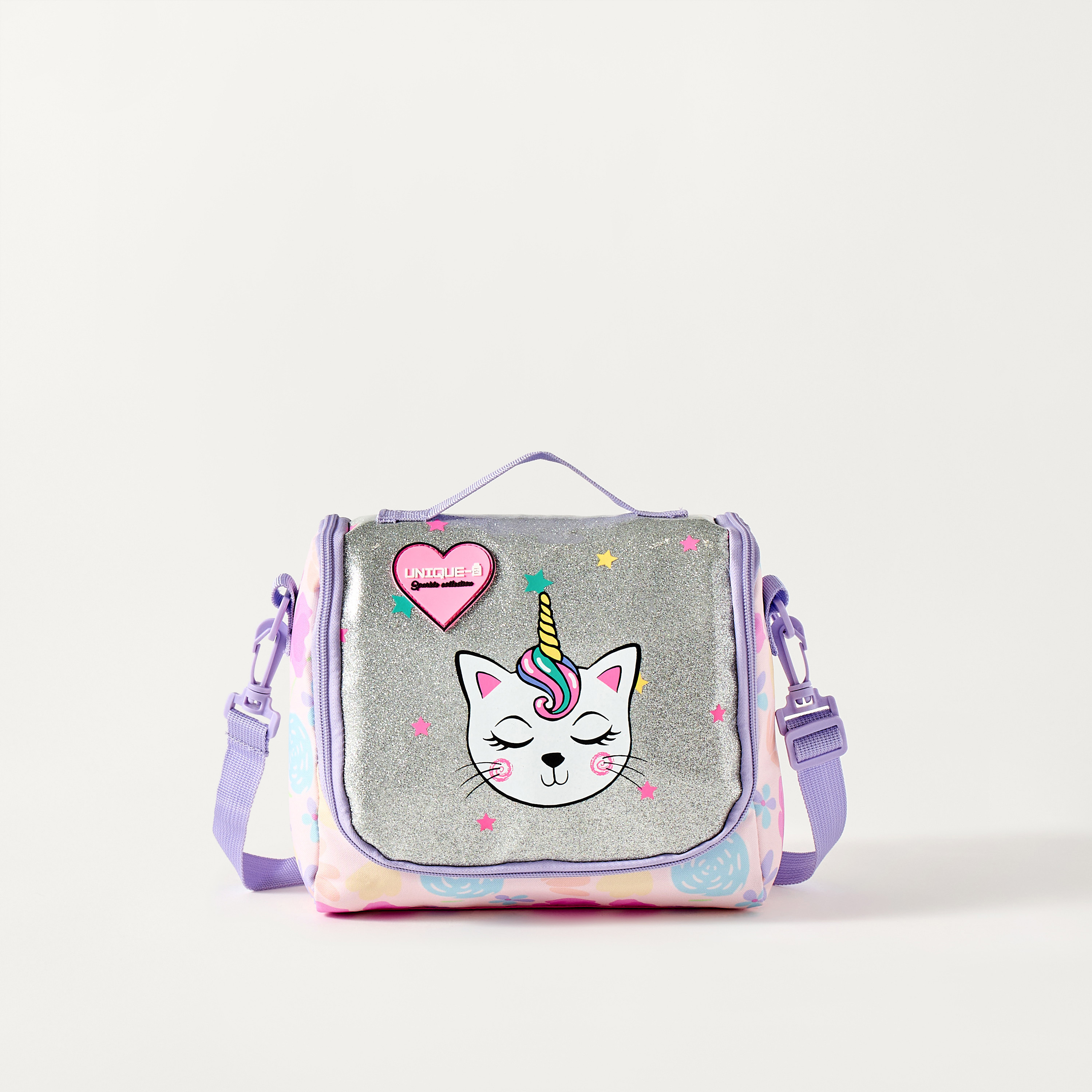 Unique Cat Print Lunch Bag with Zip Closure and Top Handle-school-lunchessentials-lunchbags-image-1