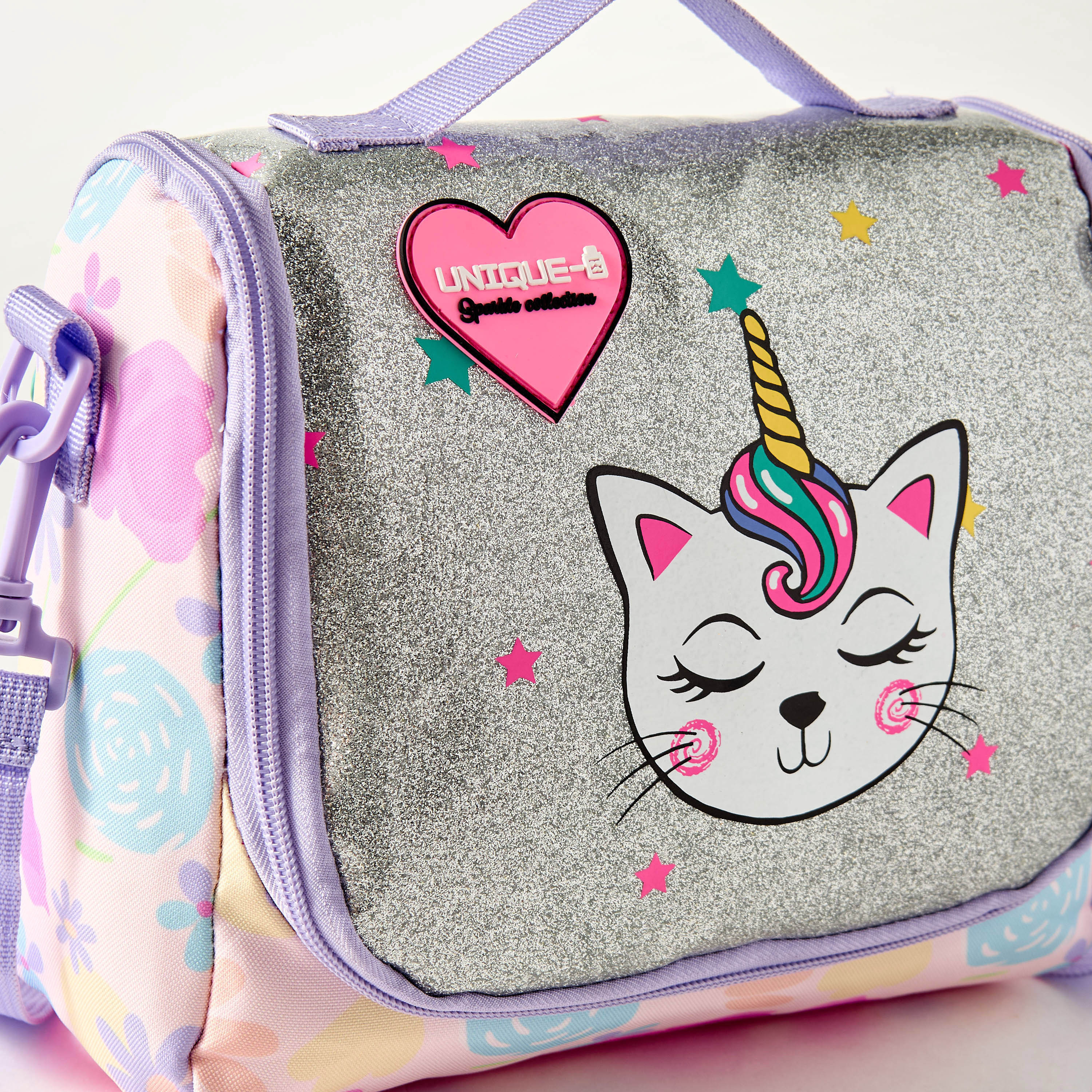 Unique Cat Print Lunch Bag with Zip Closure and Top Handle-school-lunchessentials-lunchbags-image-2