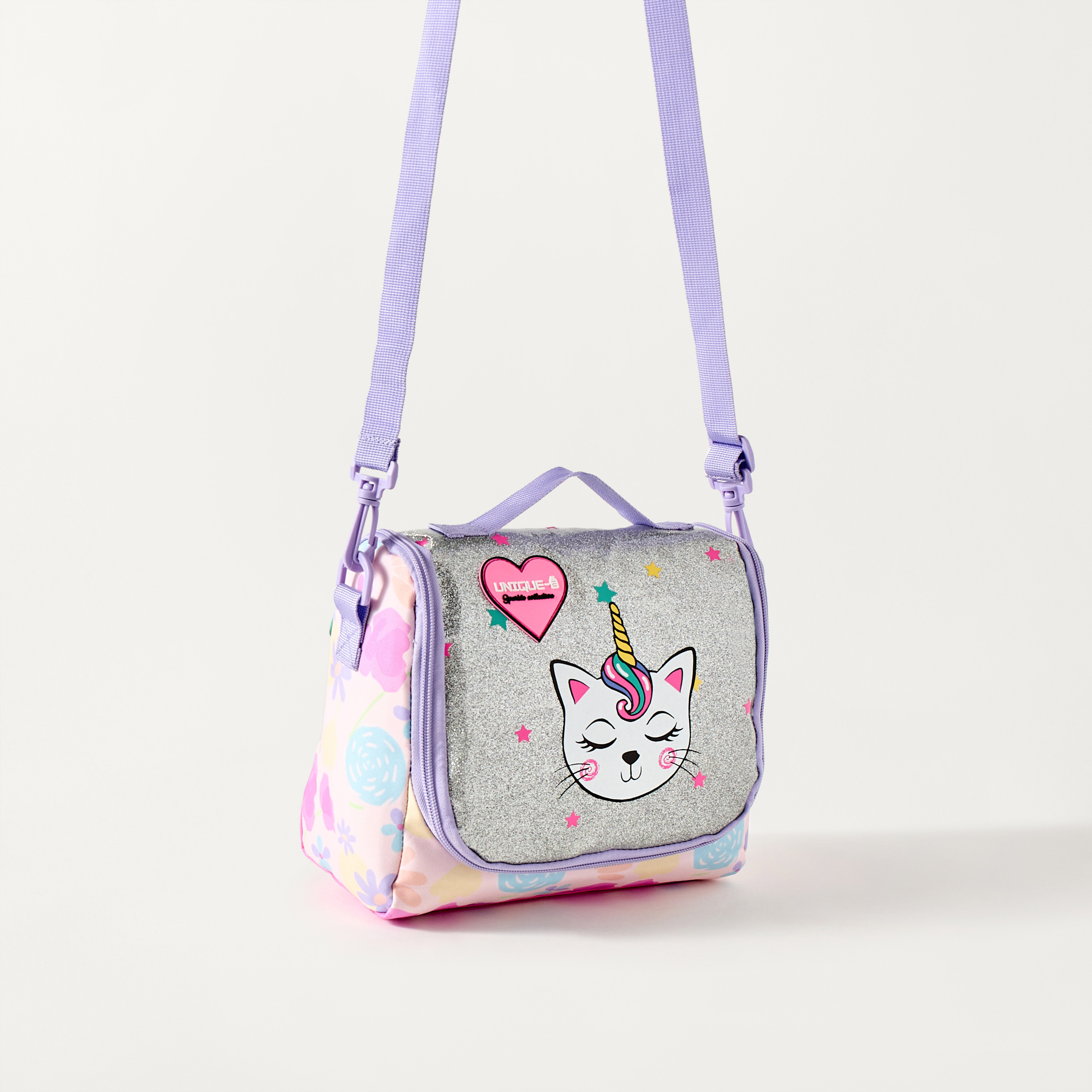 Unique Cat Print Lunch Bag with Zip Closure and Top Handle-school-lunchessentials-lunchbags-image-3