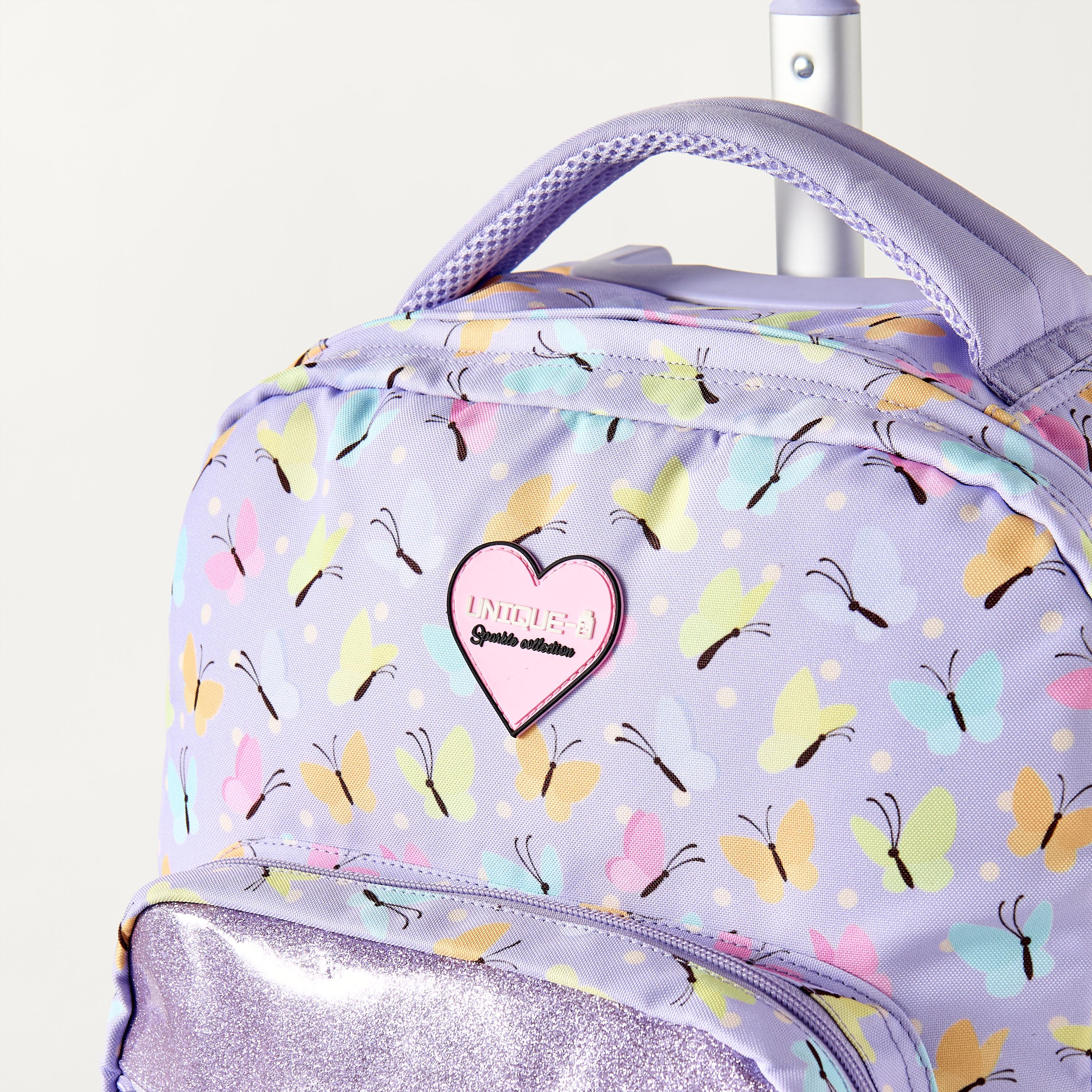 Unique Butterfly Print 15-inch Trolley Backpack with Adjustable Straps - 32x22x47 cms-school-bagsandbackpacks-trolleybags-image-2
