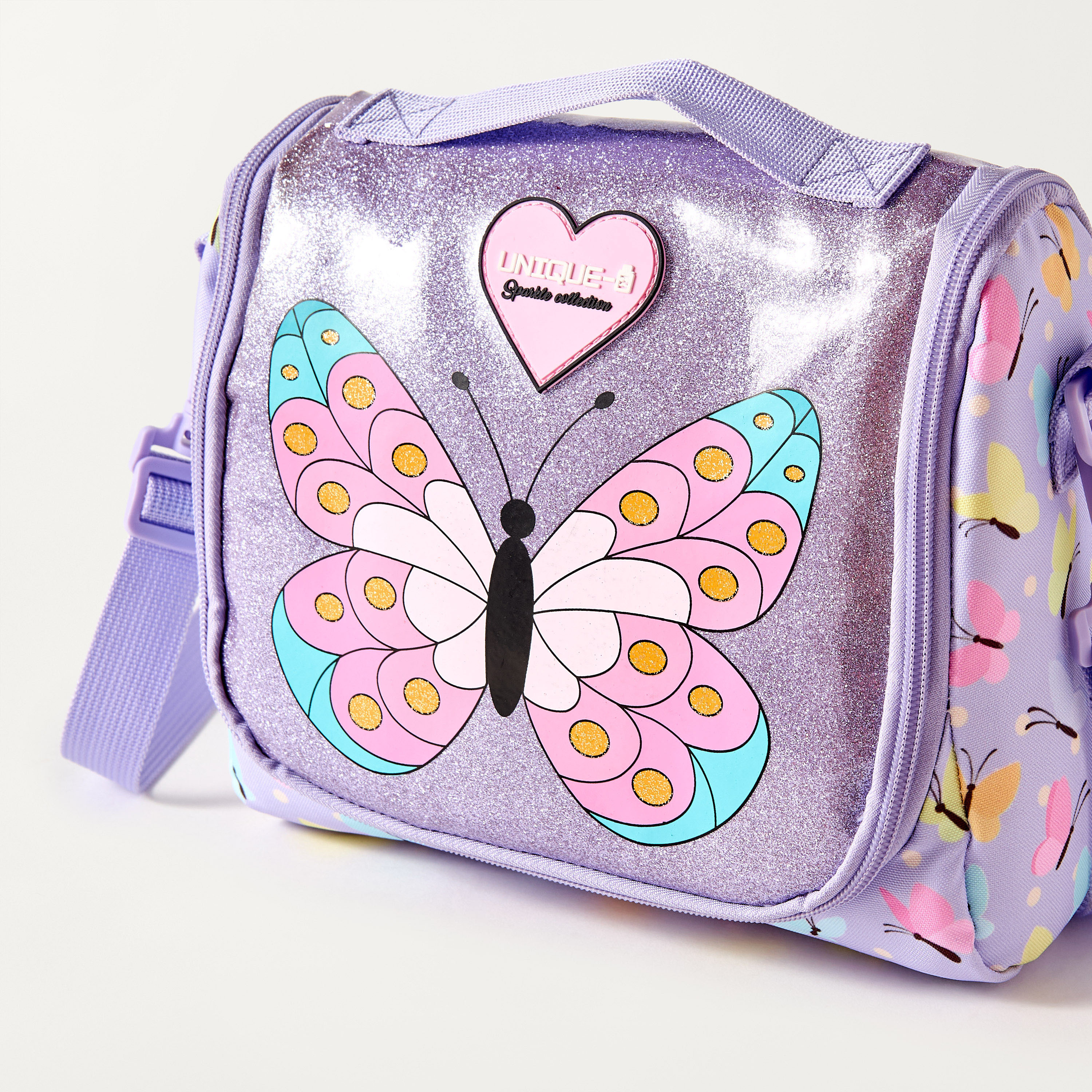 Unique Butterfly Print Lunch Bag with Detachable Strap and Zip Closure-school-lunchessentials-lunchbags-image-2