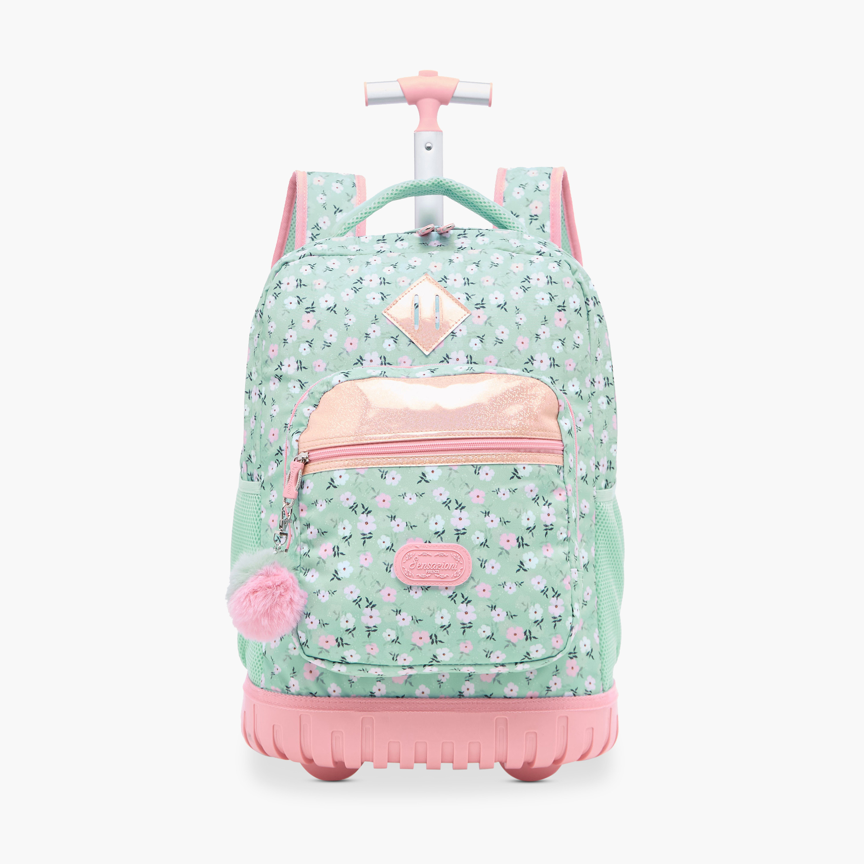 Sensazioni 15-inch Floral Print Trolley Backpack with Retractable Handle - 32x22x47 cms-school-bagsandbackpacks-trolleybags-image-1