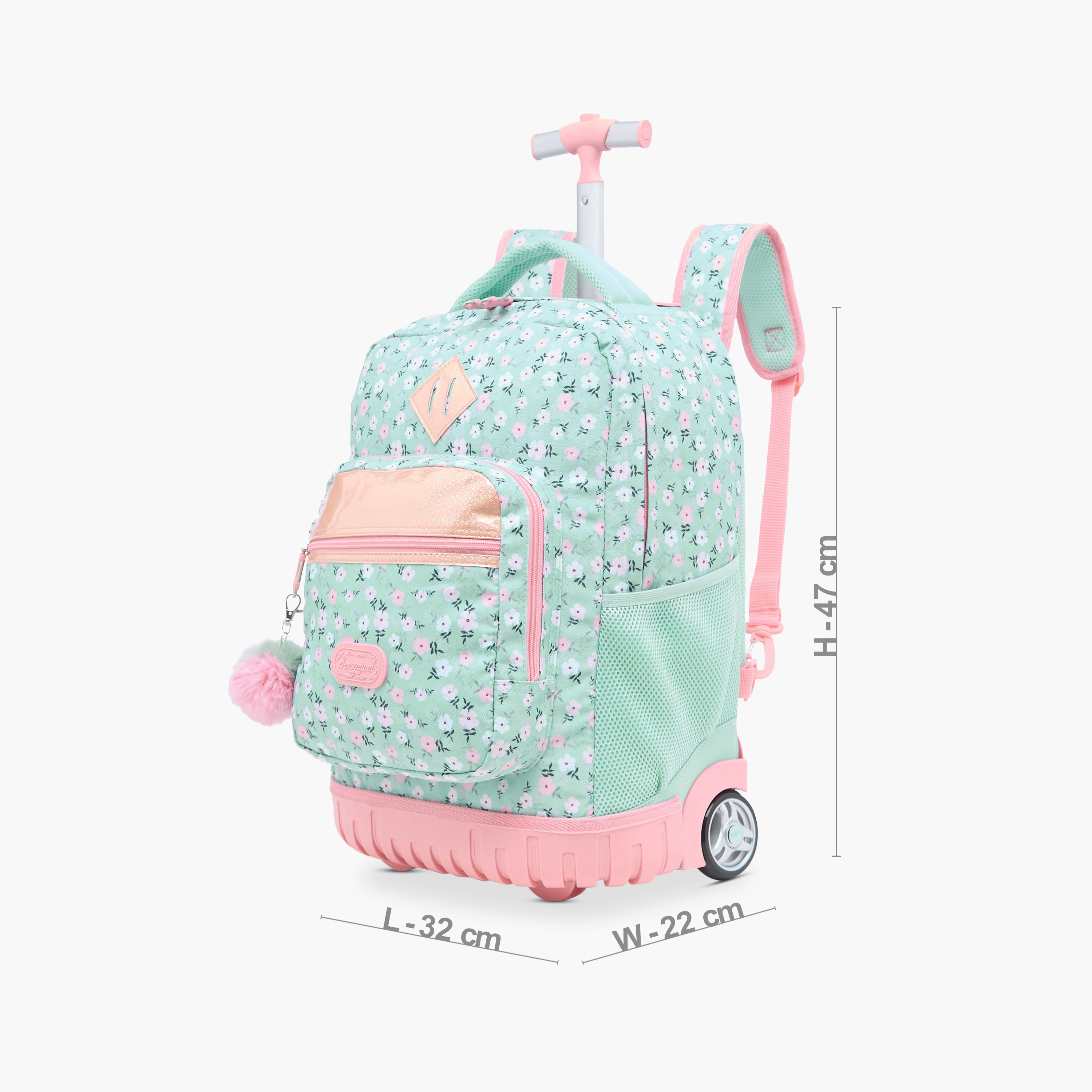 Sensazioni 15-inch Floral Print Trolley Backpack with Retractable Handle - 32x22x47 cms-school-bagsandbackpacks-trolleybags-image-2