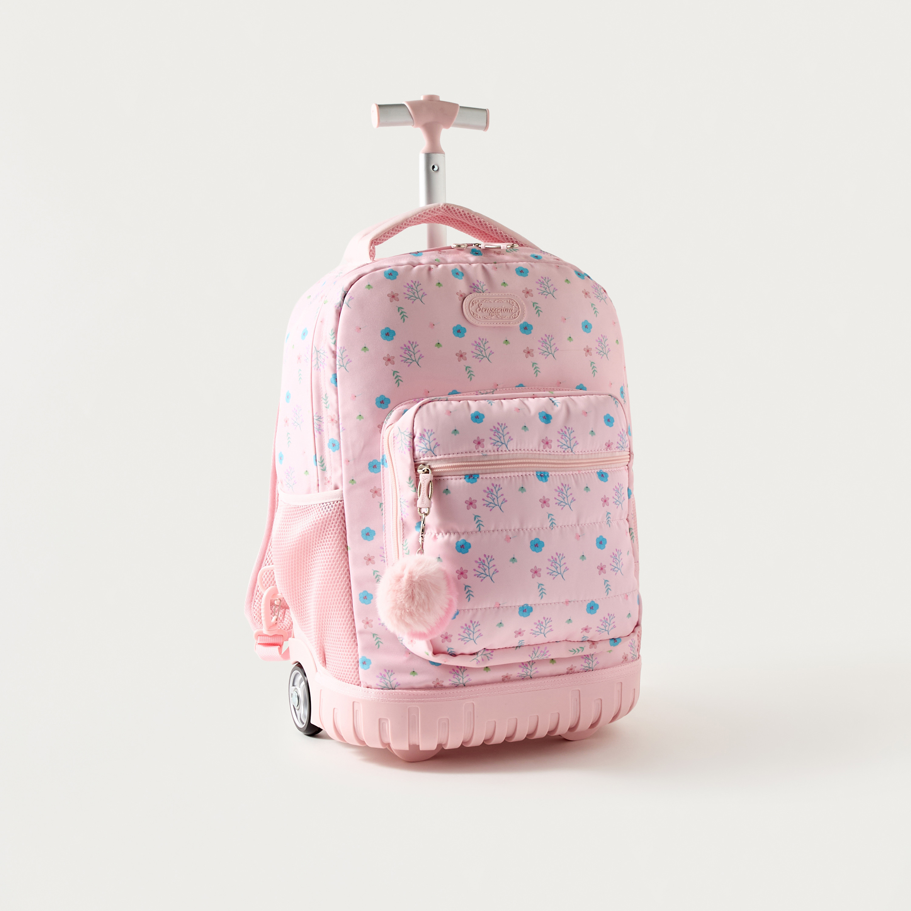 شنطة ظهر ترولي 15 بوصة بعجلات وطبعات زهرية من سينسازيوني- 32x22x47 سم-school-bagsandbackpacks-trolleybags-image-2