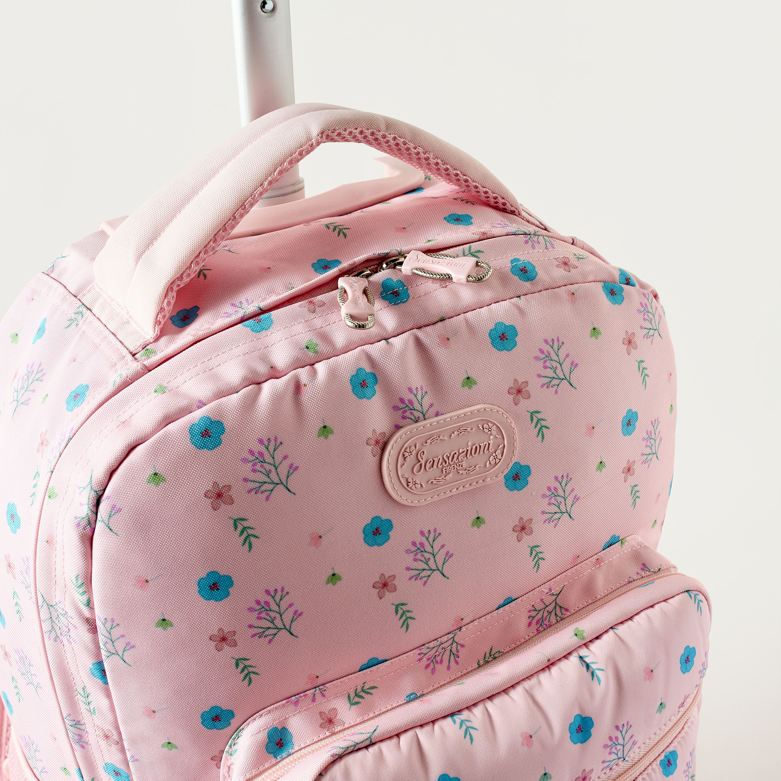 Sensazioni Floral Print 15-inch Trolley Backpack with Wheels - 32x22x47 cms-school-bagsandbackpacks-trolleybags-image-3