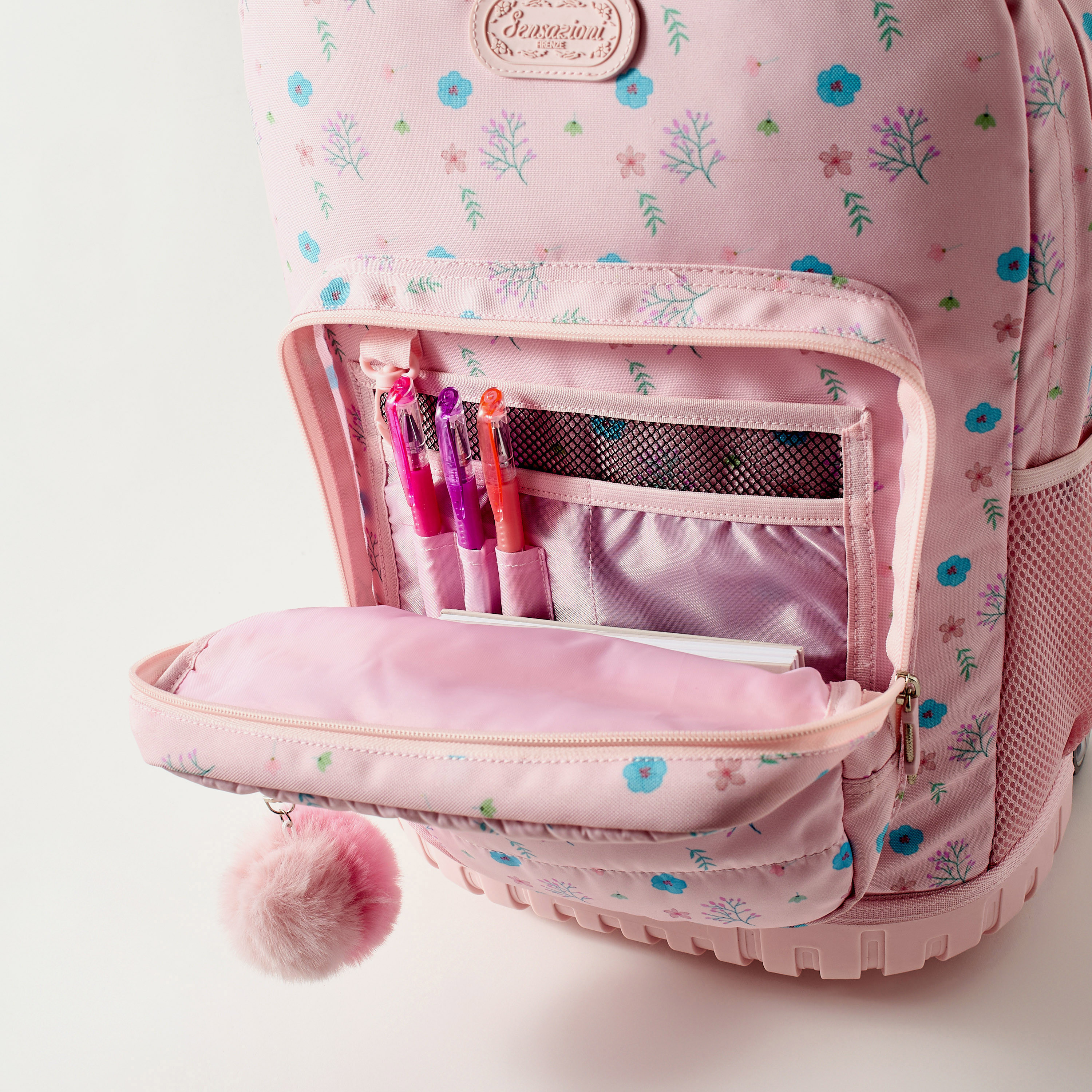 شنطة ظهر ترولي 15 بوصة بعجلات وطبعات زهرية من سينسازيوني- 32x22x47 سم-school-bagsandbackpacks-trolleybags-image-4
