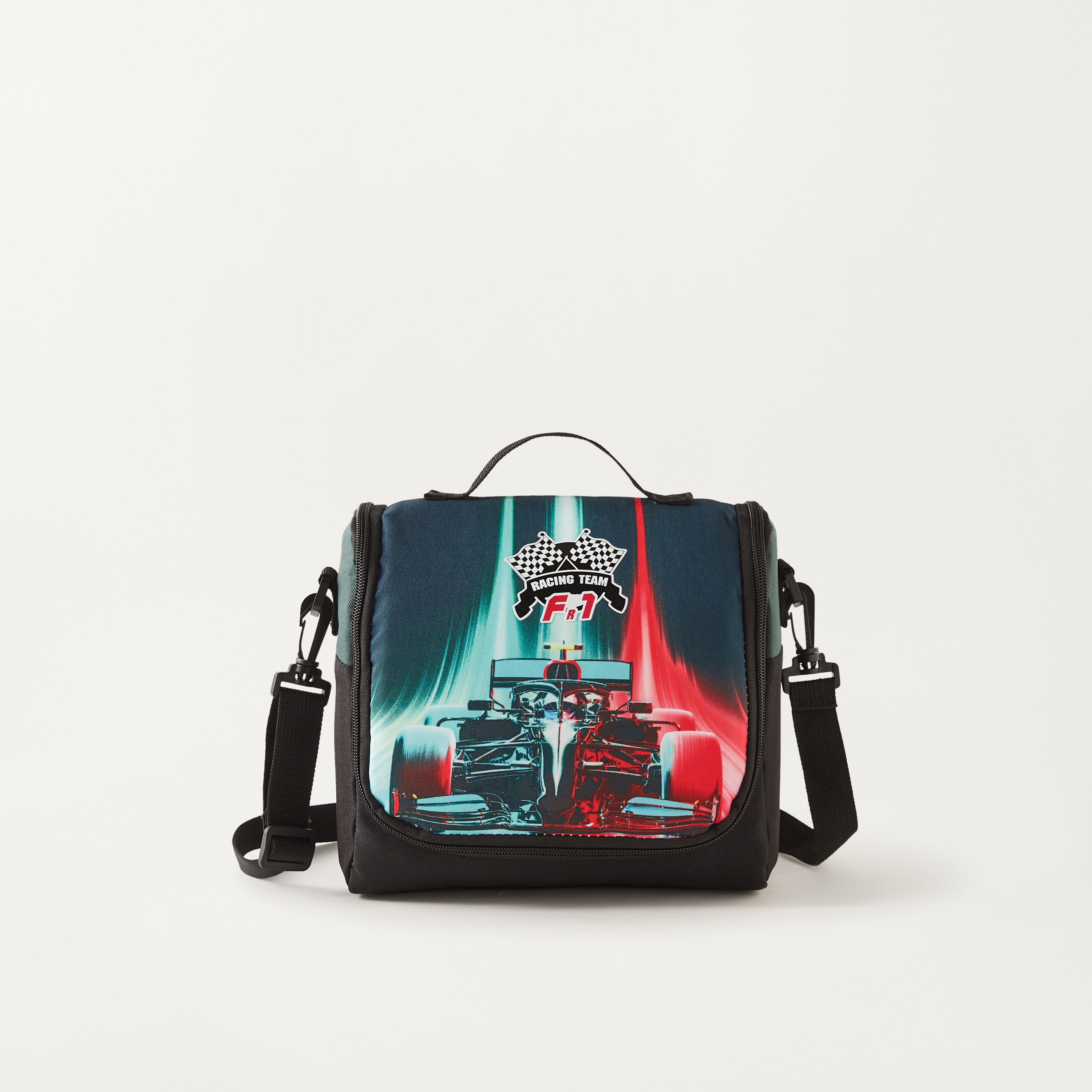 شنطة غداء بحمالات قابلة للتعديل وسحاب إغلاق بطبعات سيارة من يونيك - 1-school-lunchessentials-lunchbags-image-1