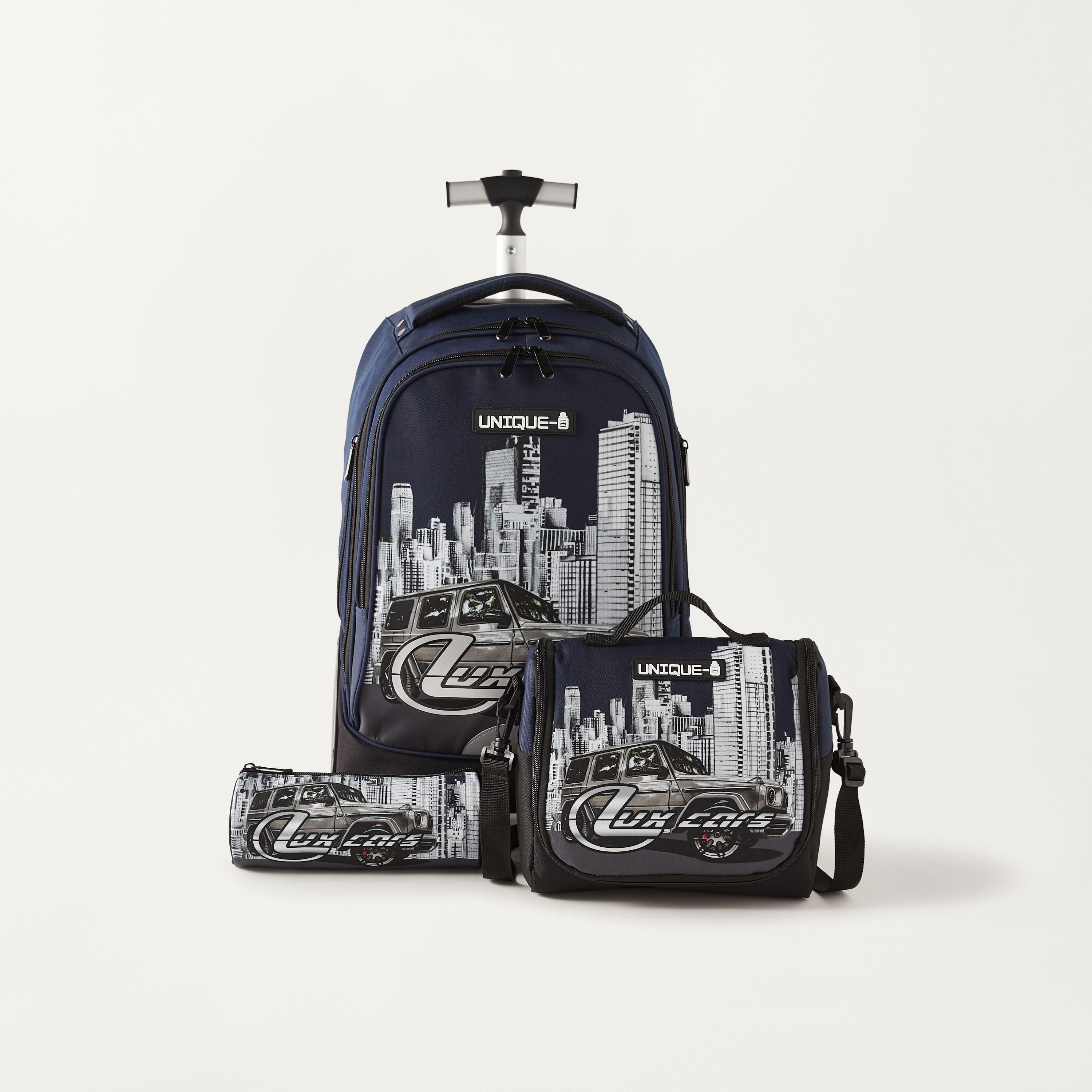 شنطة غداء بحمالات قابلة للتعديل وسحاب إغلاق بطبعات سيارة من يونيك - 1-school-lunchessentials-lunchbags-image-7