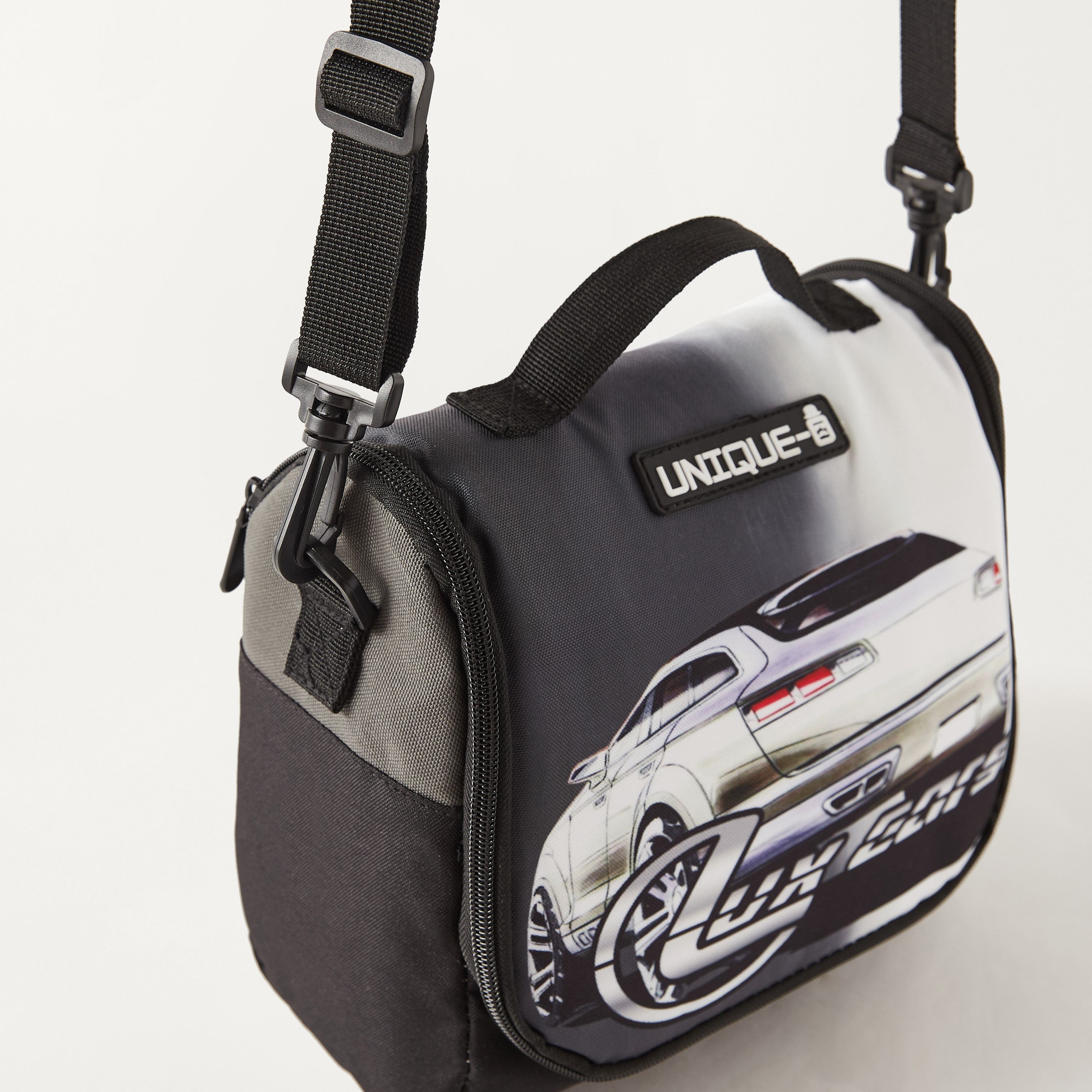 UNIQUE-1 Car Print Lunch Bag with Adjustable Strap and Zip Closure-school-lunchessentials-lunchbags-image-3