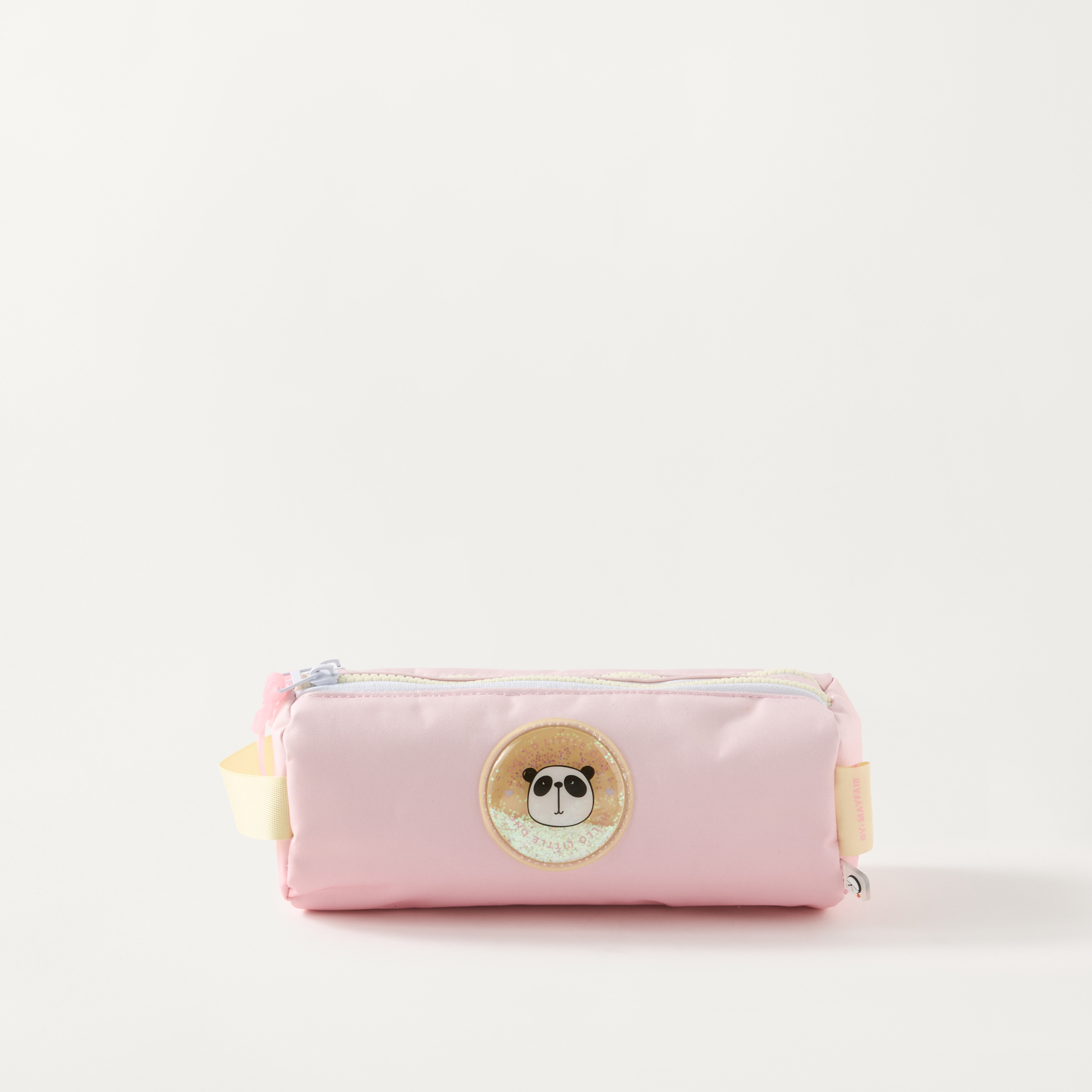 Mayfair Patch Detail 2-Compartment Pencil Case with Zip Closure-school-stationery-pencilcases-image-1
