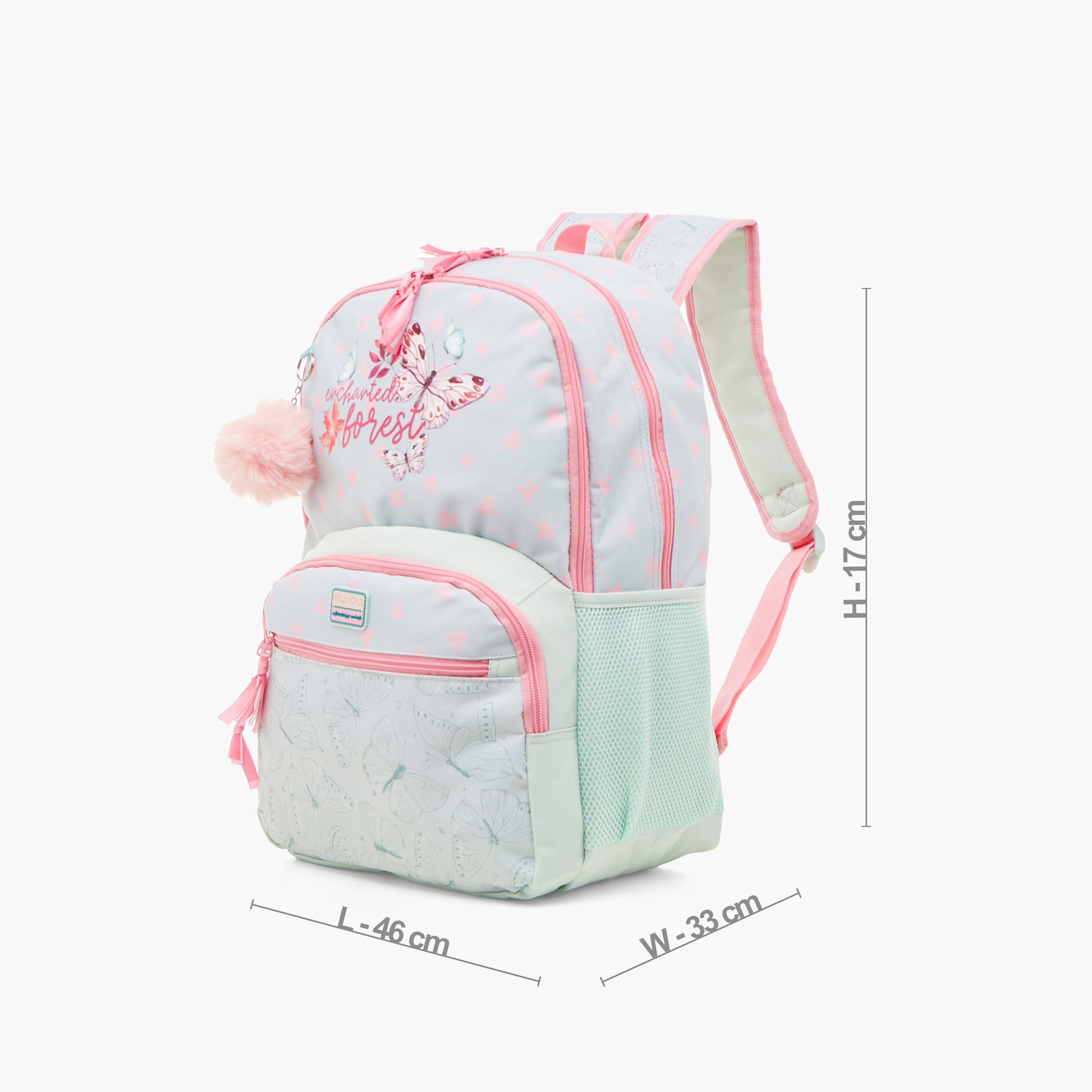 شنطة ظهر 18 بوصة بحمّالات كتف قابلة للتعديل وطبعات فراشة من ورل رود - 33x46x17 سم-school-bagsandbackpacks-backpacks-image-2
