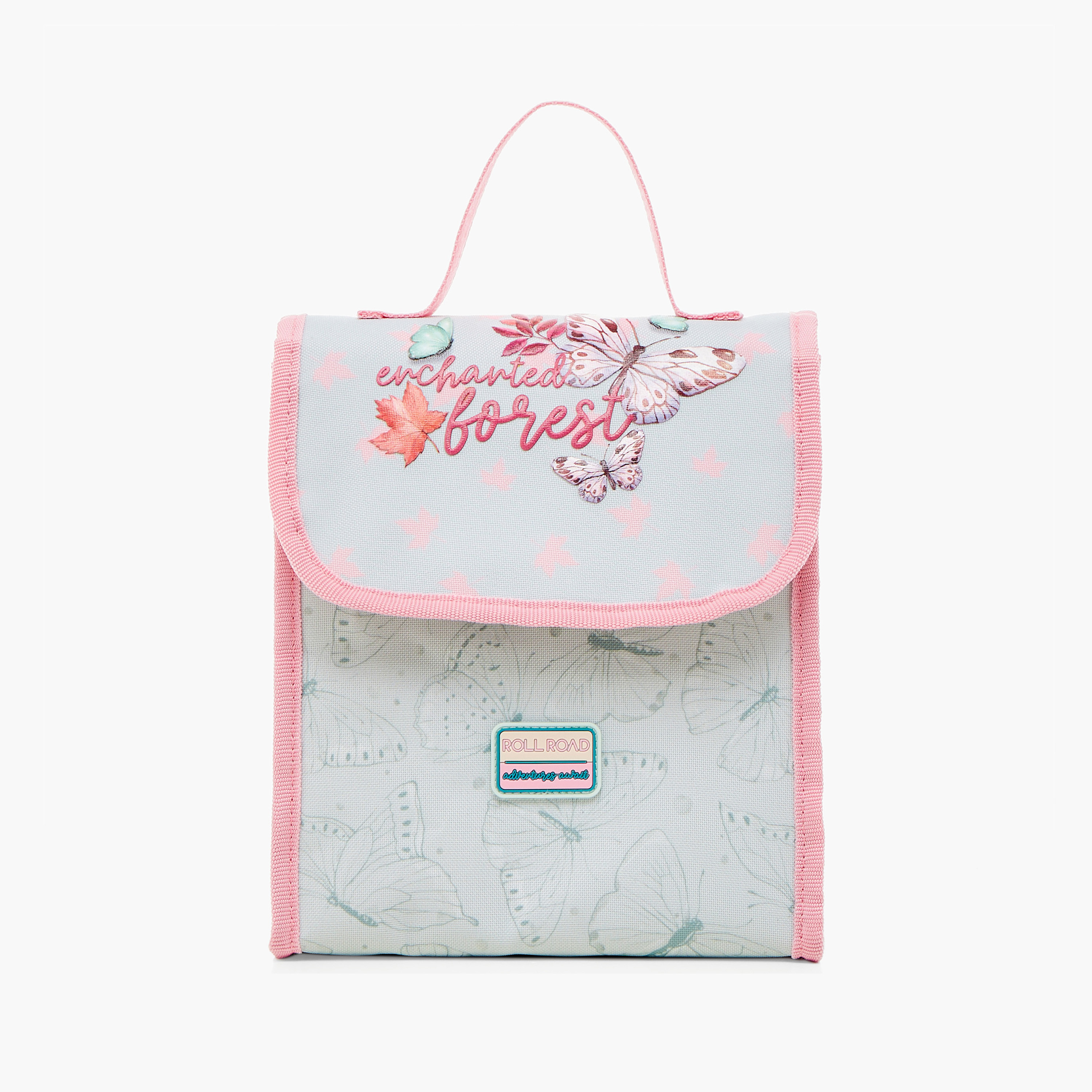 Roll Road Butterfly Print Lunch Bag with Adjustable Strap and Flap Closure-school-lunchessentials-lunchbags-image-1
