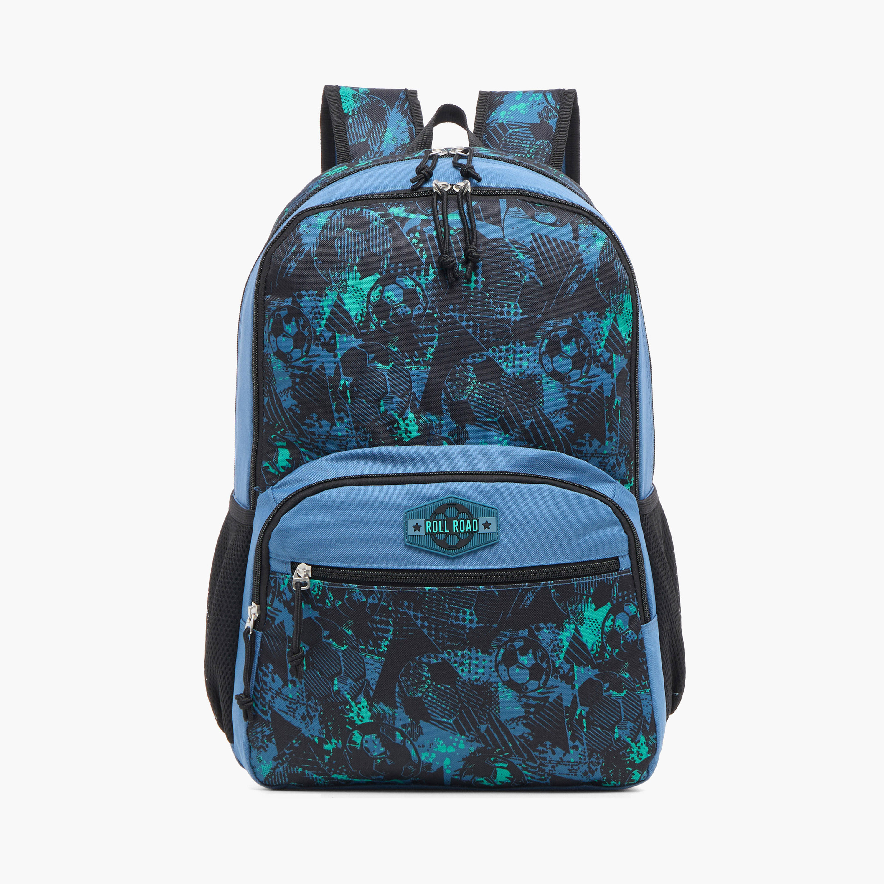 Roll Road All-Over Football Print 18 inch Backpack with Adjustable Shoulder Straps - 33x46x17 cm-school-bagsandbackpacks-backpacks-image-1