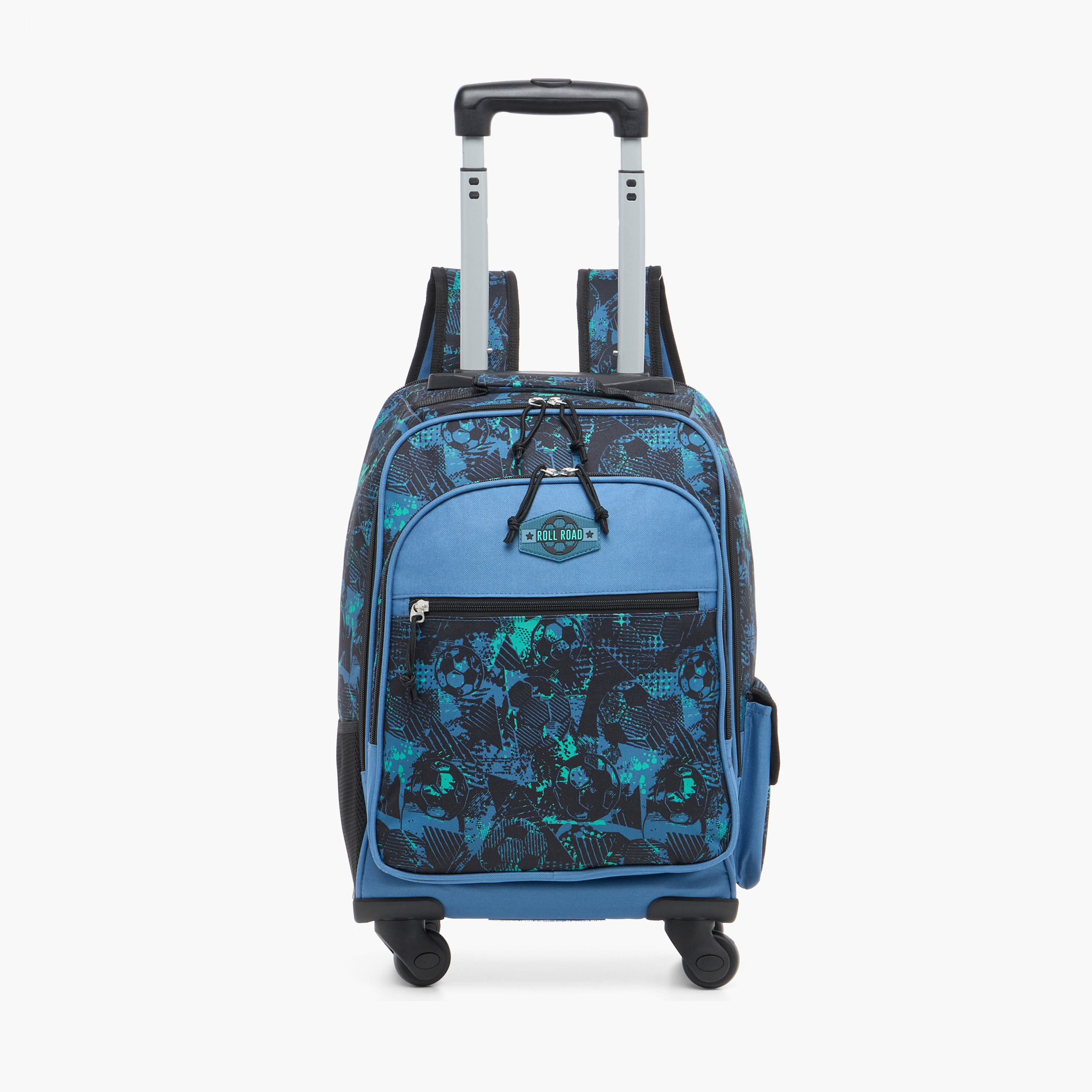 Roll Road All-Over Football Print Softcase Trolley Bag with Retractable Handle-school-bagsandbackpacks-trolleybags-image-1