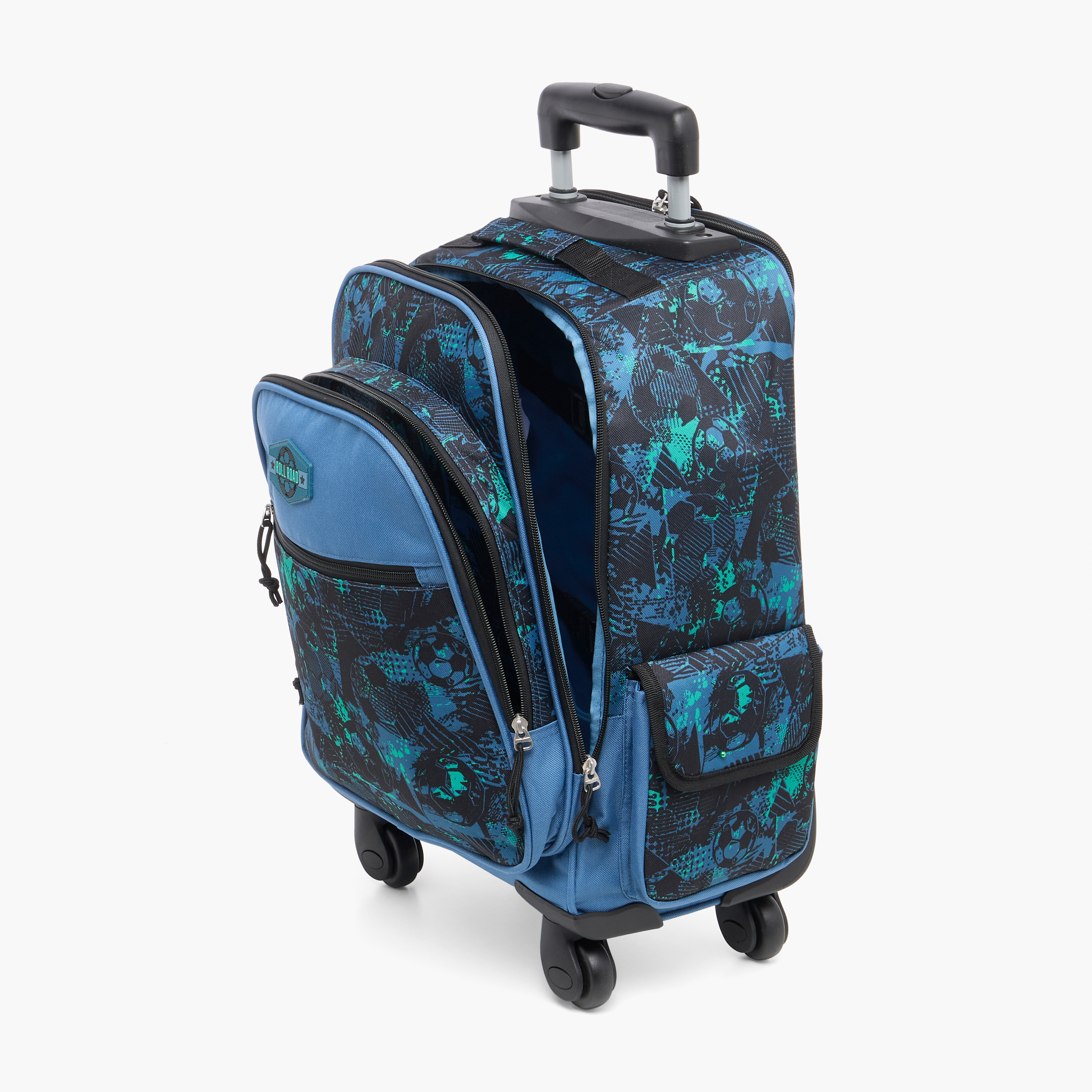 Roll Road All-Over Football Print Softcase Trolley Bag with Retractable Handle-school-bagsandbackpacks-trolleybags-image-11