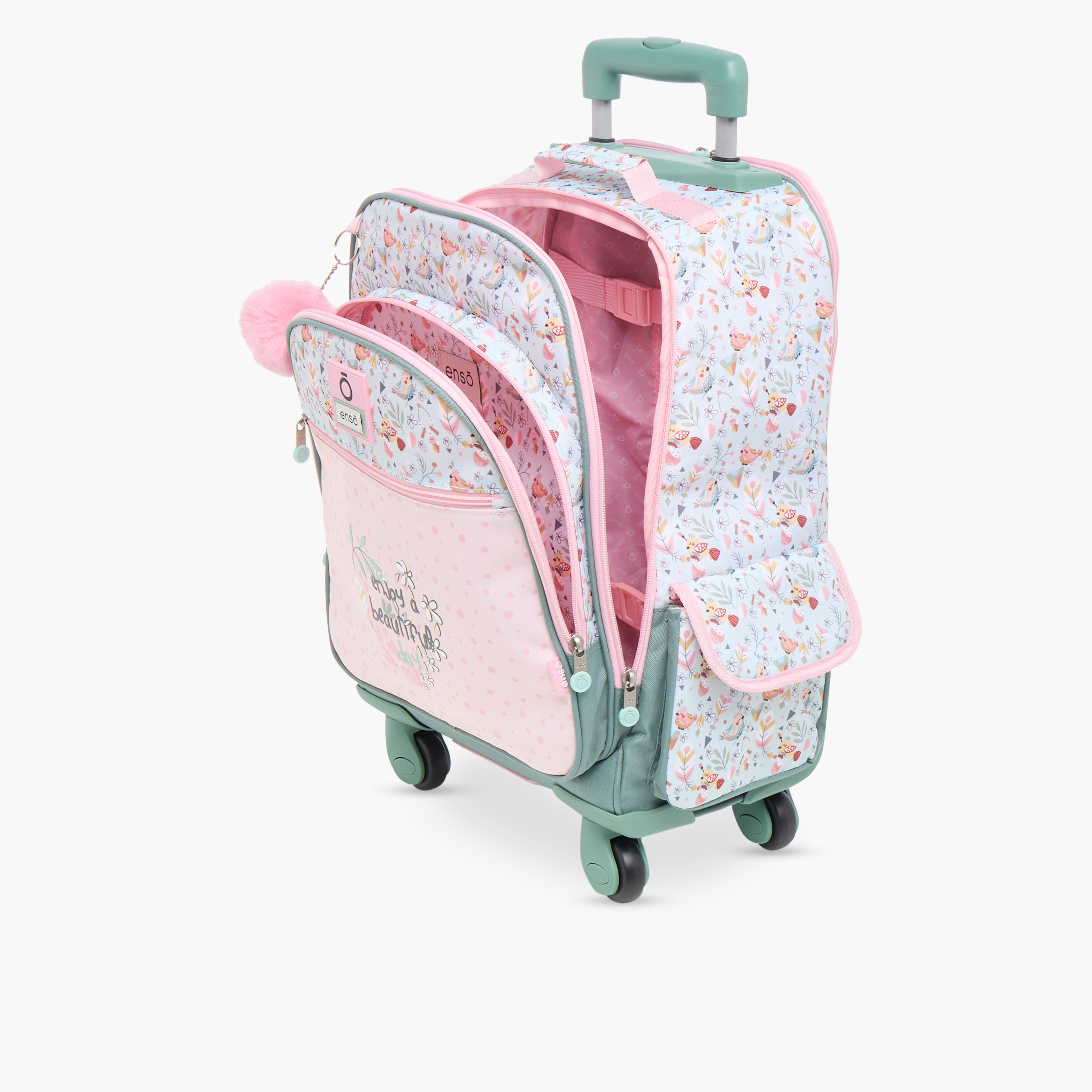 Enso 17-inch Floral Print Trolley Backpack with Retractable Handle - 33x44x21 cms-cpkids-backtoschool-schoolbagsandbackpacks-trolleybags-image-10