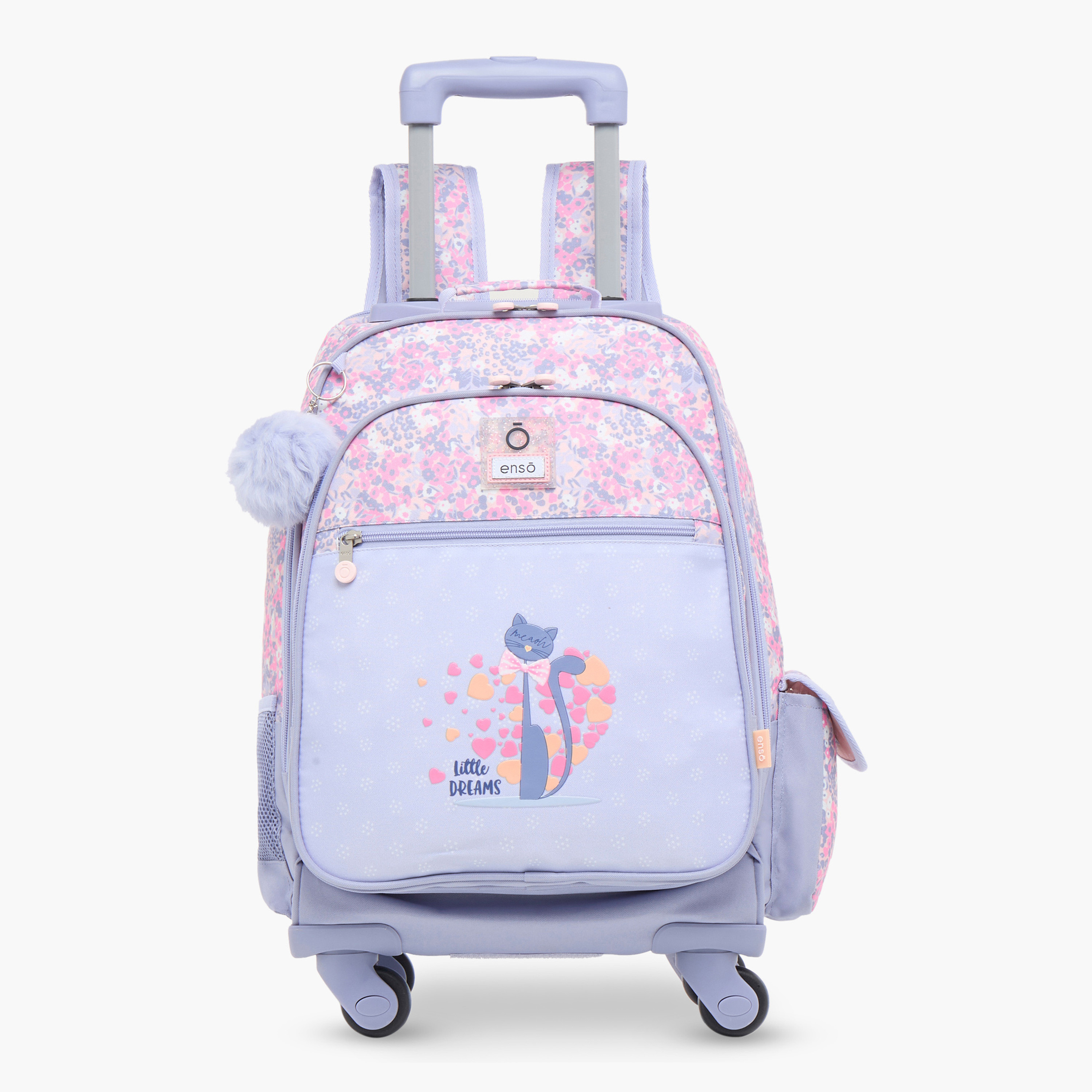شنطة ظهر ترولي 17 بوصة بمقبض قابل للسحب وطبعات أزهار من إنسو - 33x44x21 سم-school-bagsandbackpacks-trolleybags-image-1