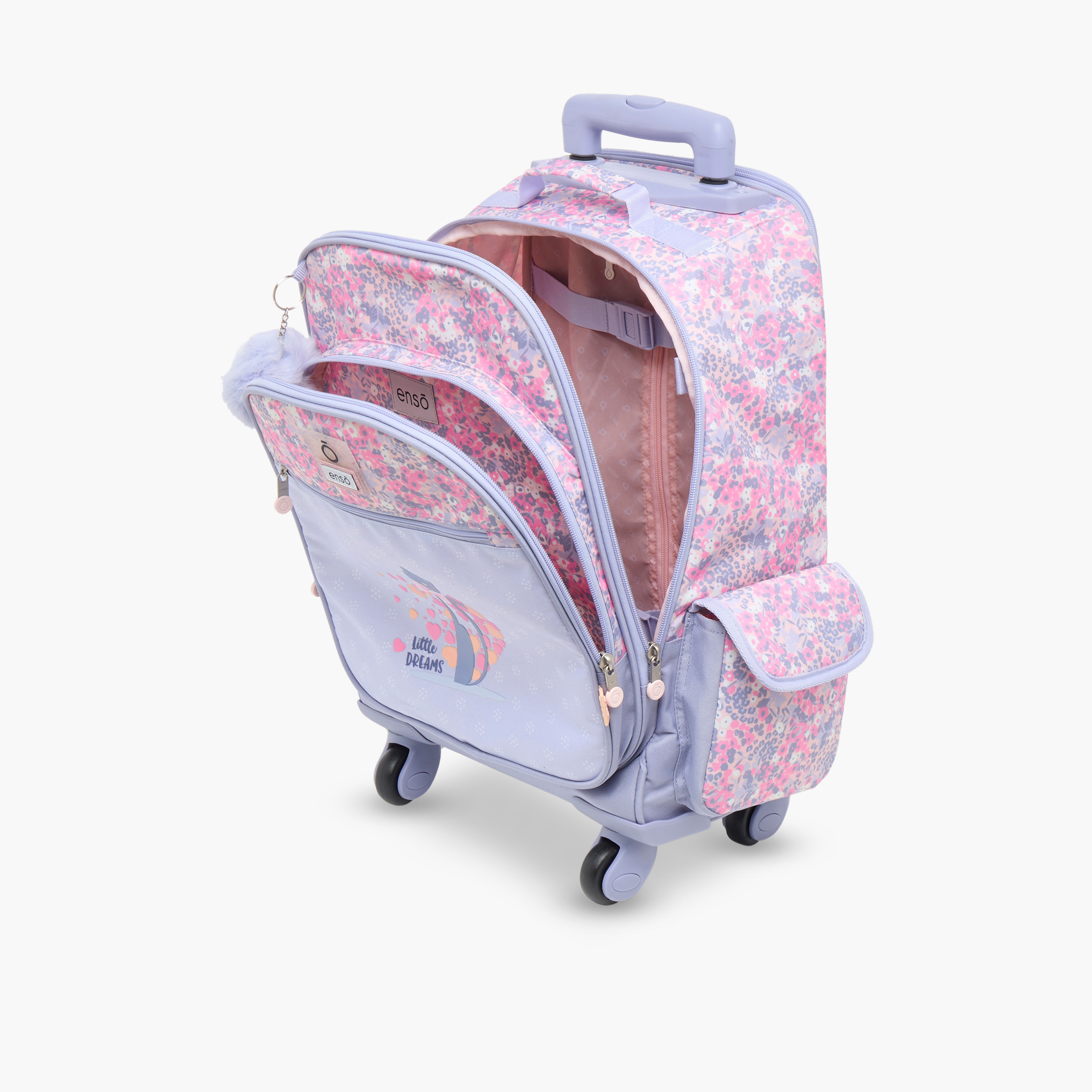 Enso 17-inch Floral Print Trolley Backpack with Retractable Handle - 33x44x21 cms-school-bagsandbackpacks-trolleybags-image-7