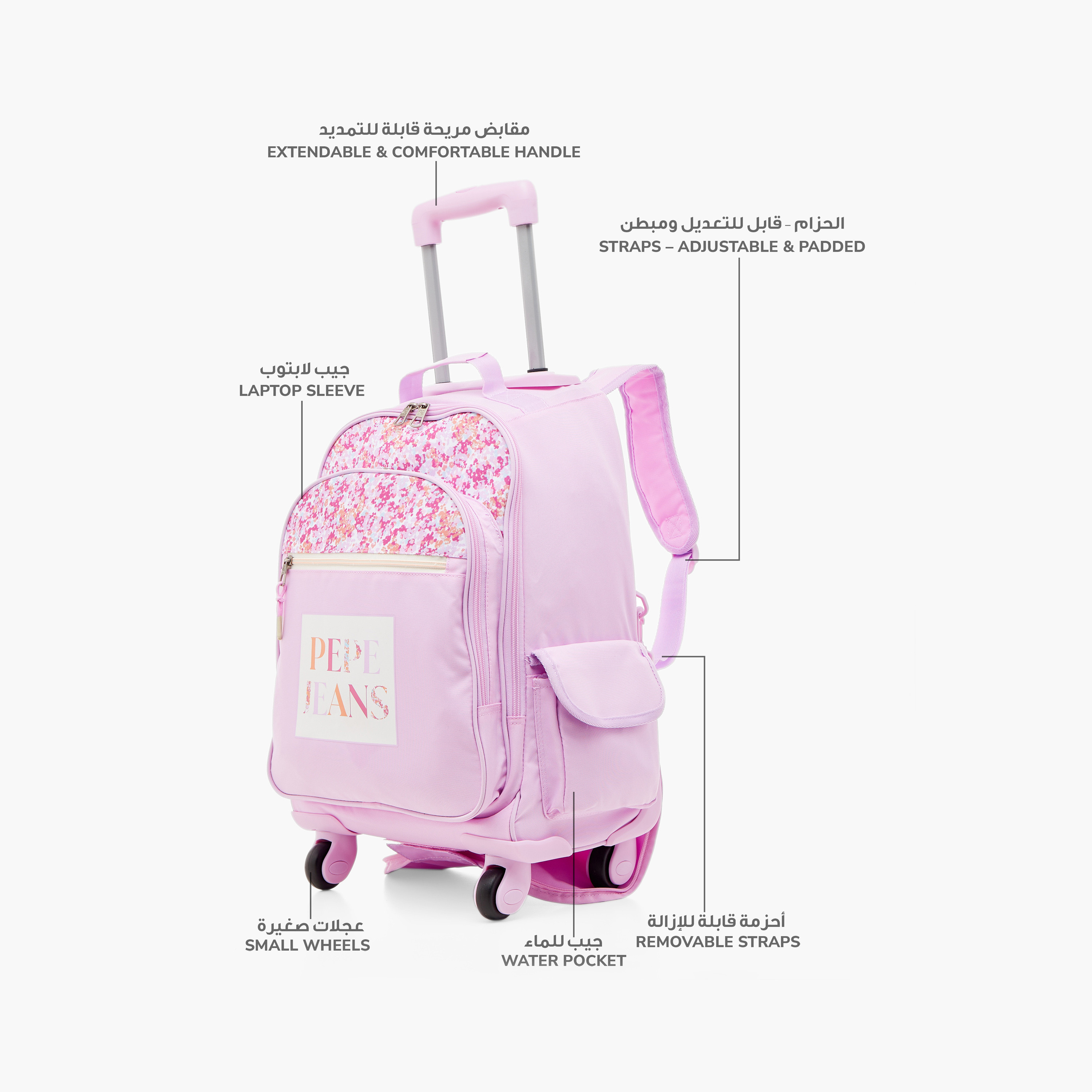 Pepe Jeans Printed 17-inch Trolley Backpack with Retractable Handle and Zip Closure - 33x44x21 cms-school-bagsandbackpacks-trolleybags-image-6