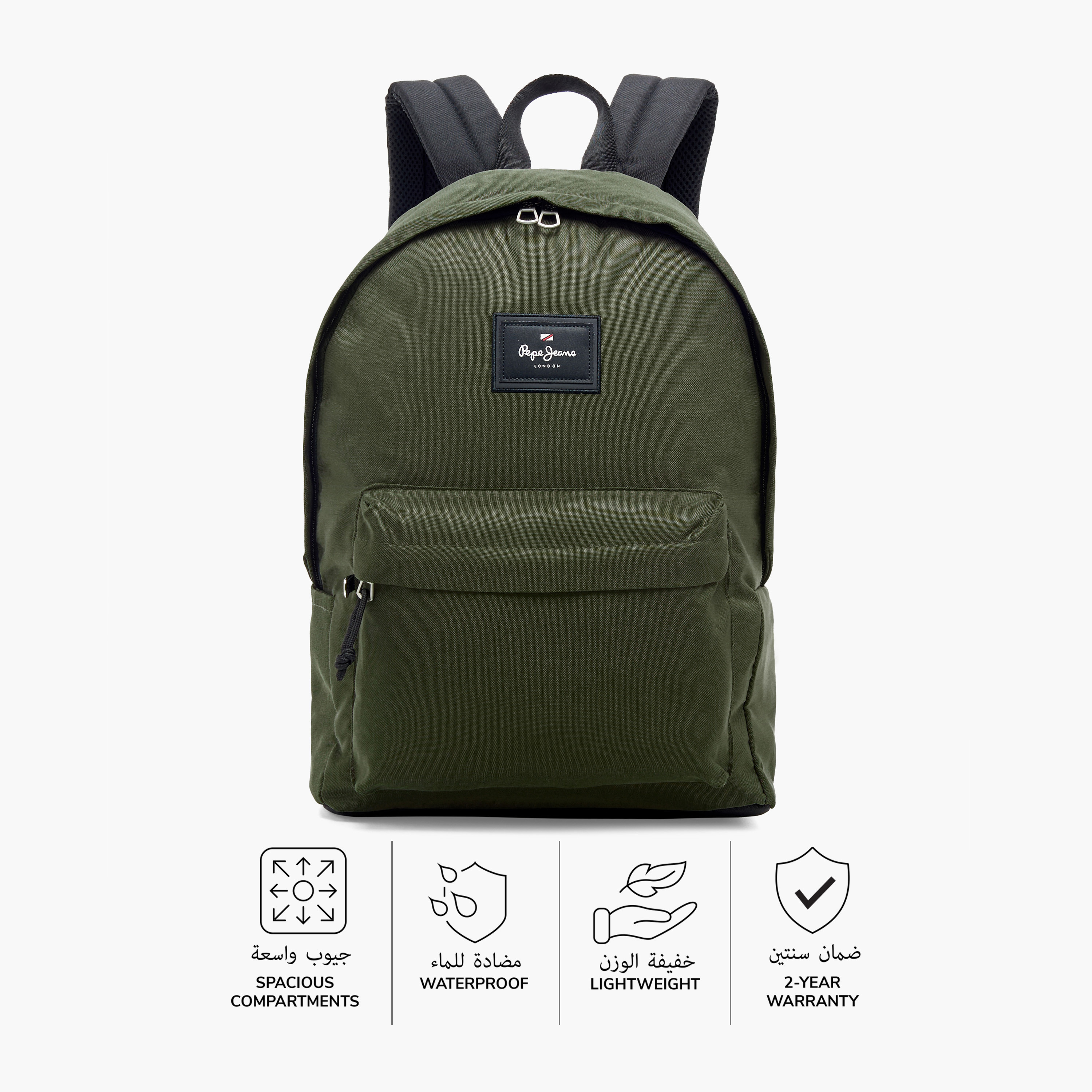 Pepe Jeans Aris 18-inch Solid Backpack with Adjustable Straps and Zip Closure - 32x45x15 cms-school-bagsandbackpacks-backpacks-image-5