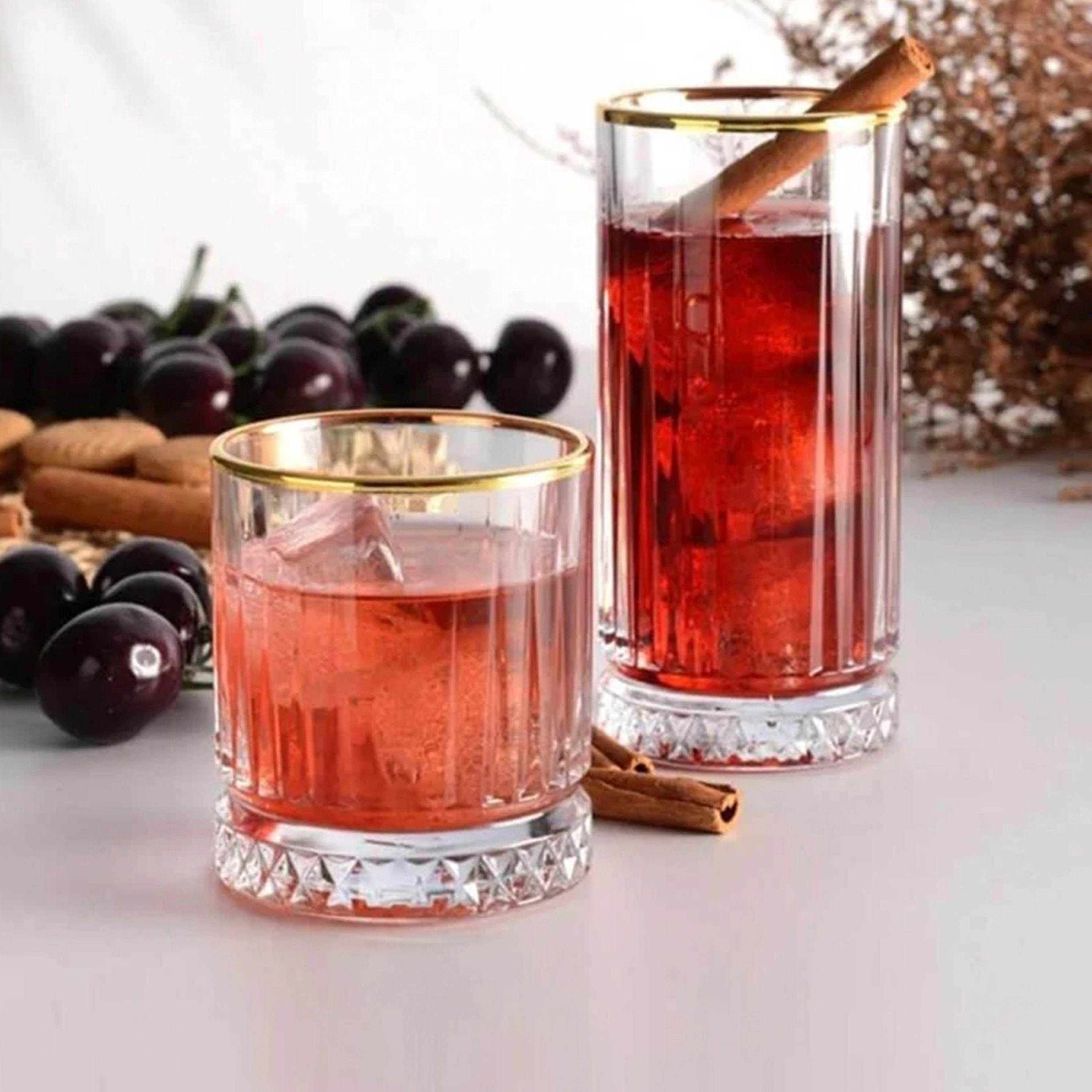 طقم أكواب عصير- 4 قطع بارزة الملمس من باسابتشي - 365 مل-household-dining-glassware-drinkingglasses-image-1