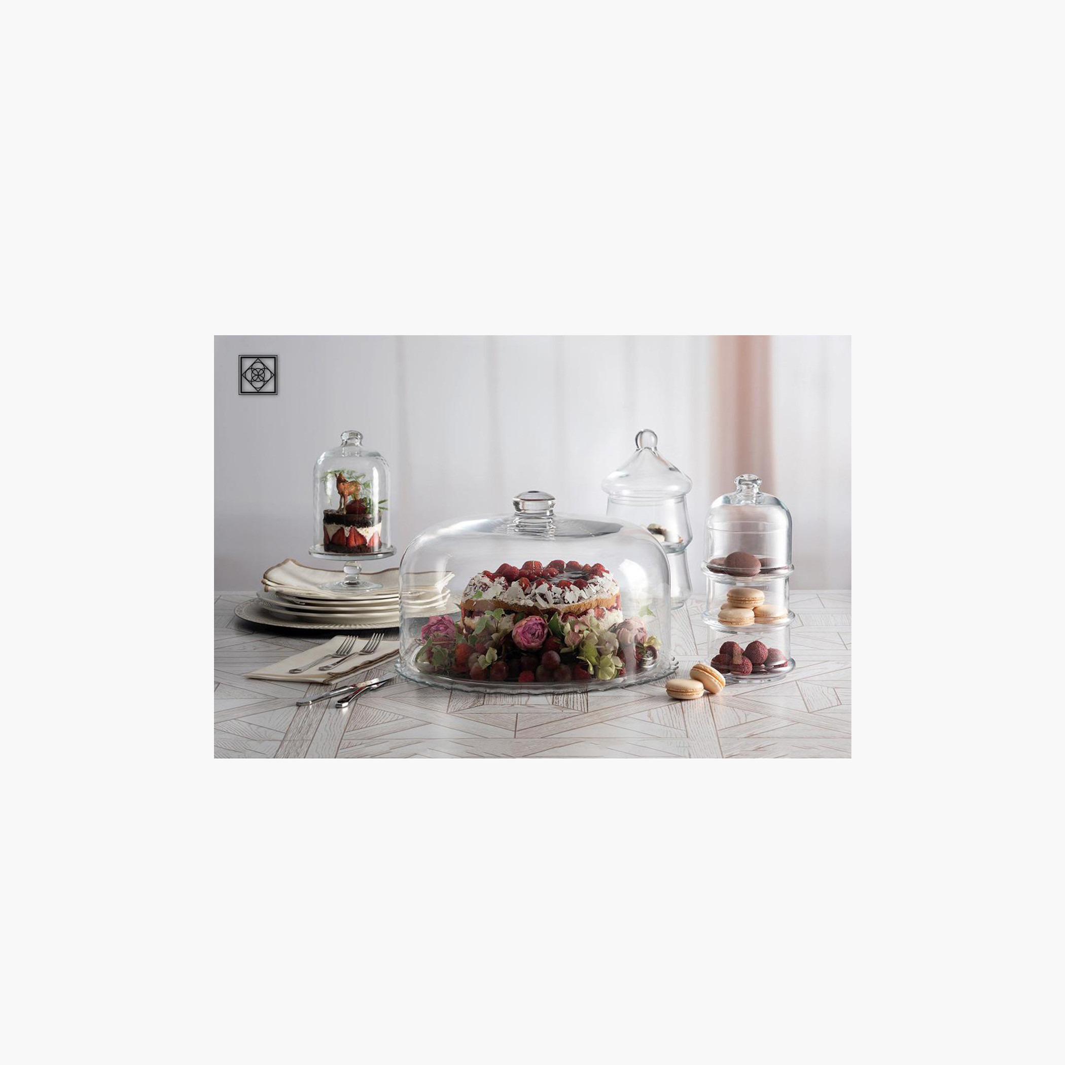 Pasabahce 3-Tier Glass Cake Stand with Dome -  26 cms-household-dining-serveware-cakestands-image-4