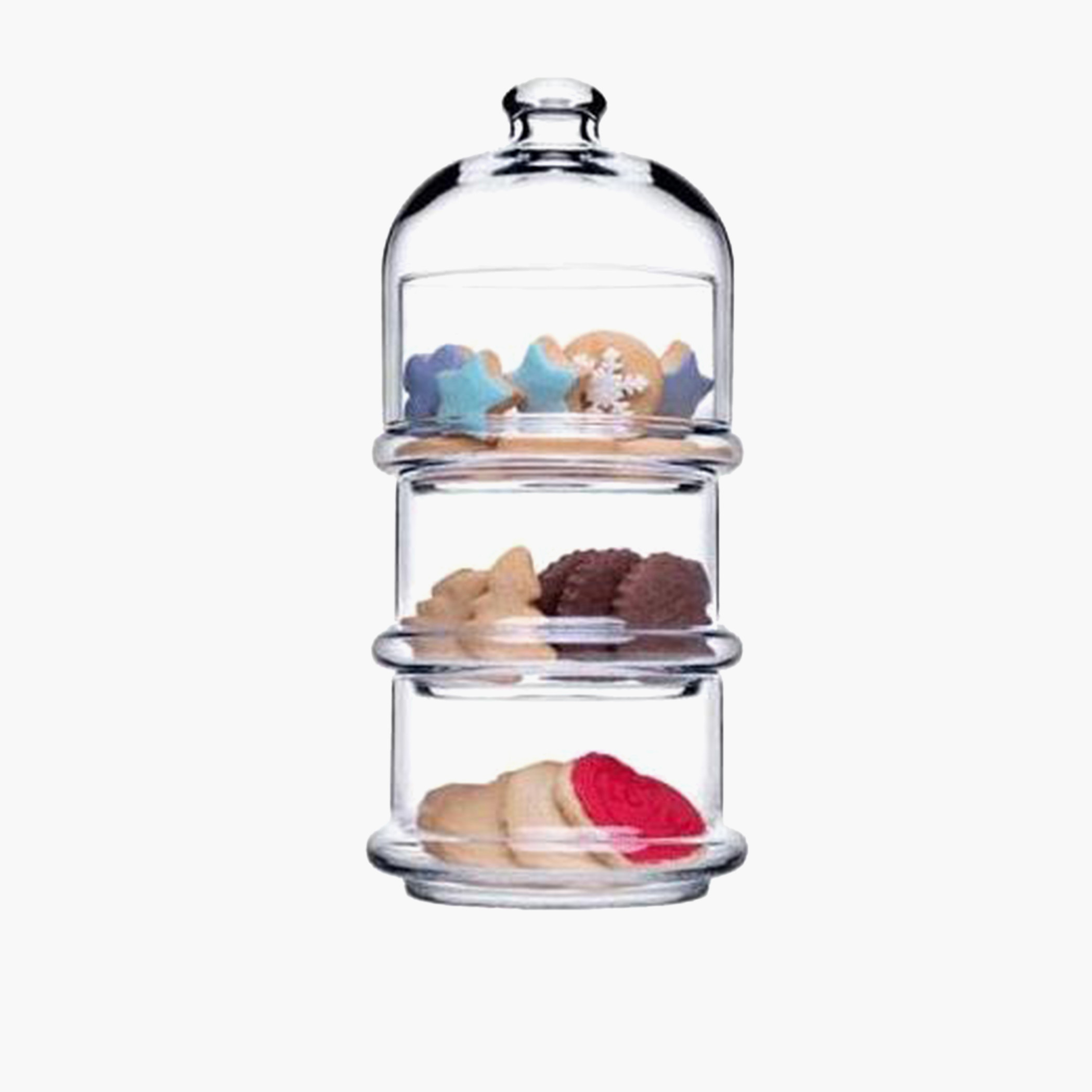 Pasabahce 3-Tier Glass Cake Stand with Dome -  26 cms-household-dining-serveware-cakestands-image-5