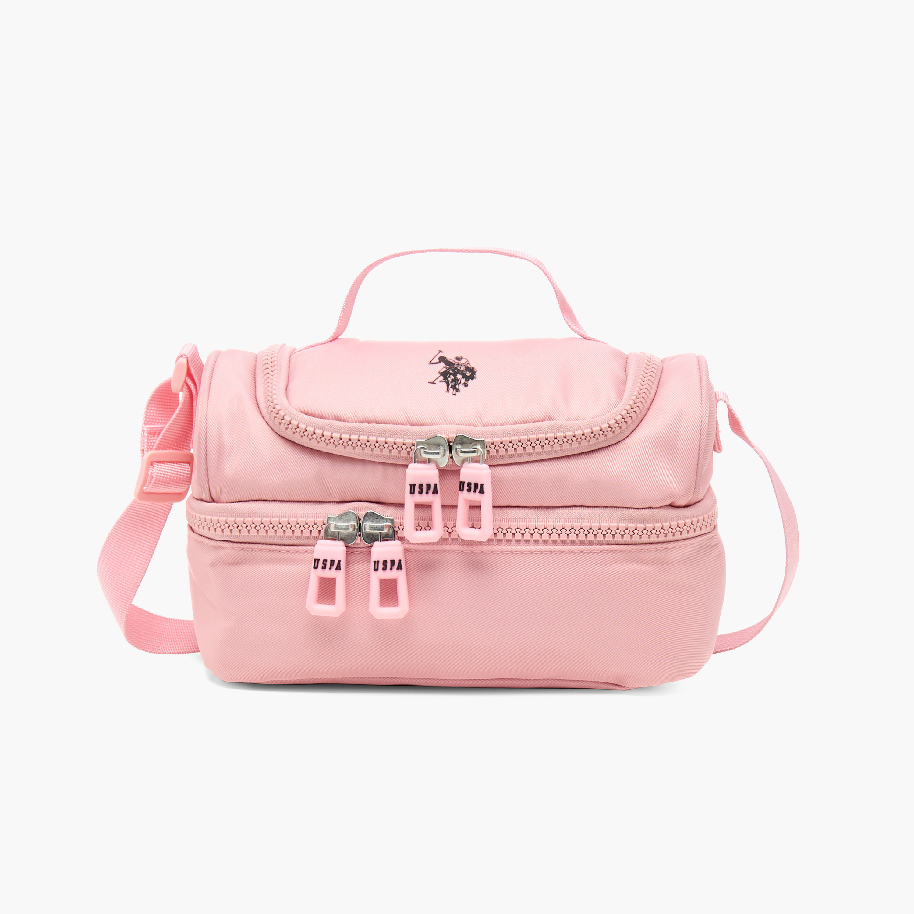 US POLO ASSN. Solid Lunch Bag with Adjustable Strap and Zip Closure-school-lunchessentials-lunchbags-image-1