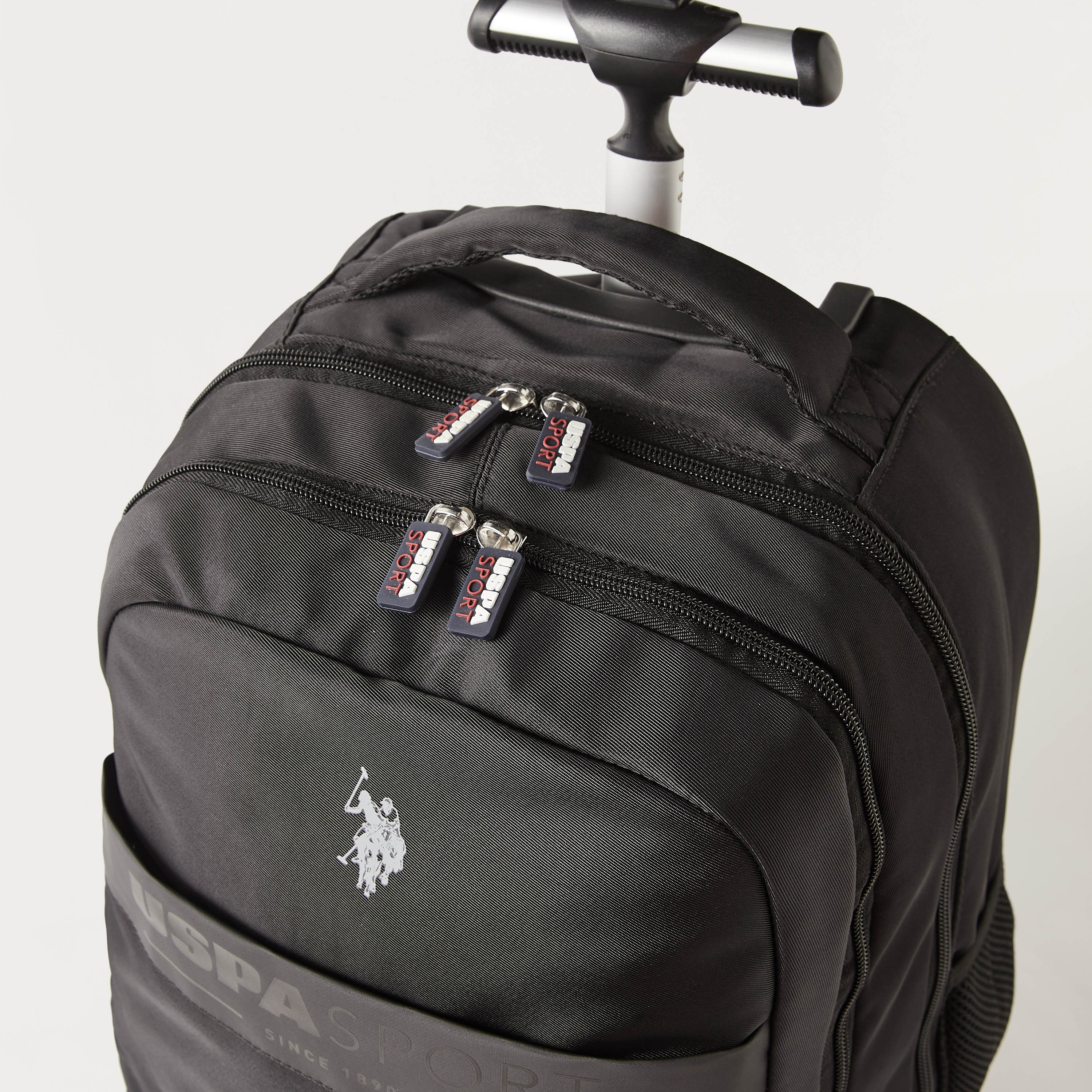 US POLO ASSN Logo Print Softcase Trolley Bag with Retractable Handle and Wheels-cpkids-backtoschool-schoolbagsandbackpacks-trolleybags-image-3