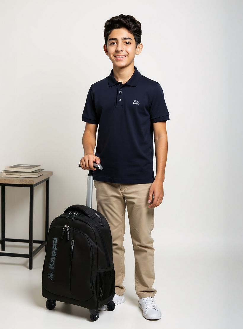 شنطة ظهر مدرسية ترولي بمقبض قابل للسحب وطبعات الشعار من كابا - 48×34×23 سم-school-bagsandbackpacks-trolleybags-image-2