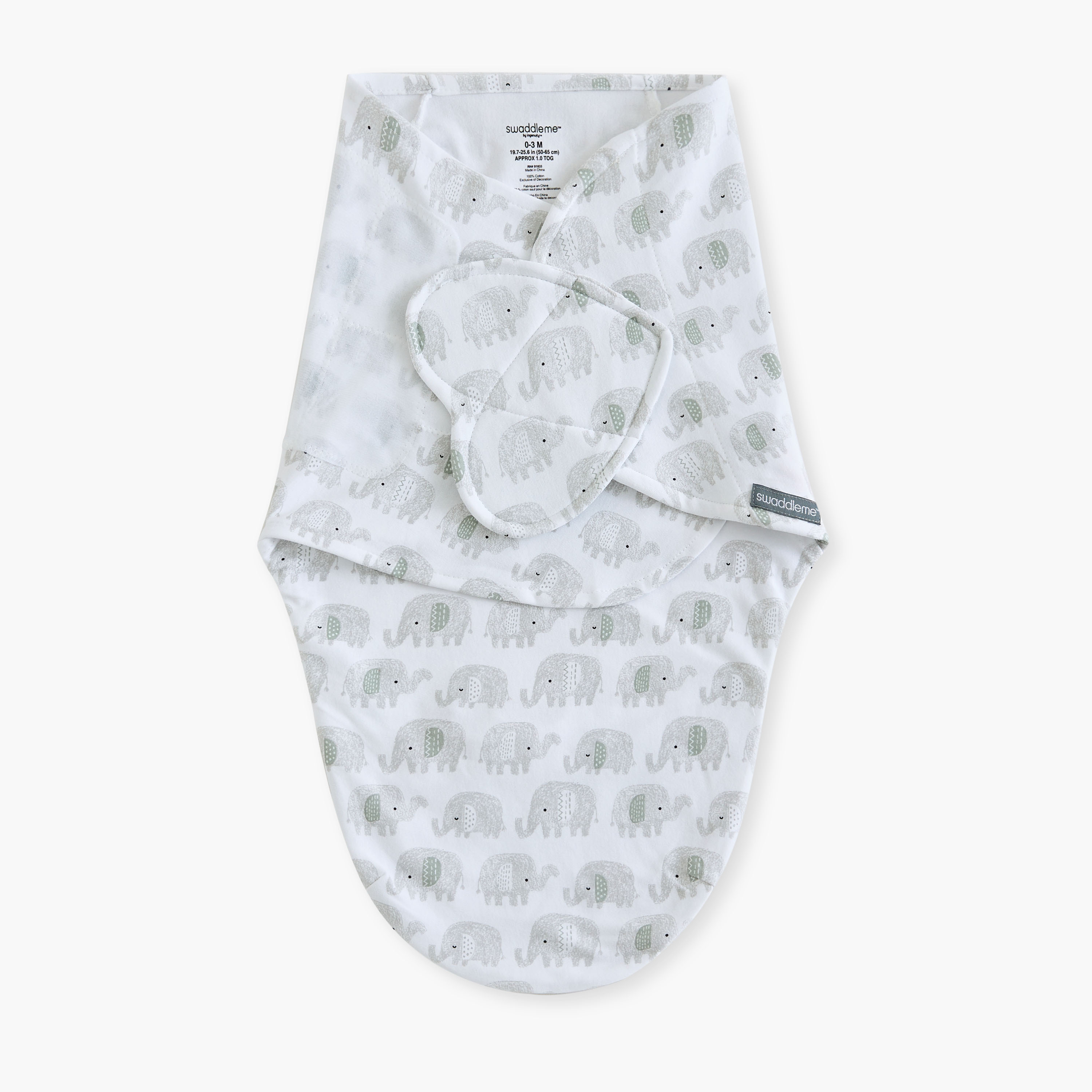 قماط بطبعات فيل وشريط إغلاق لاصق من جونيورز-baby-nursery-blanketsandswaddles-swaddlesandsleepingbags-image-1