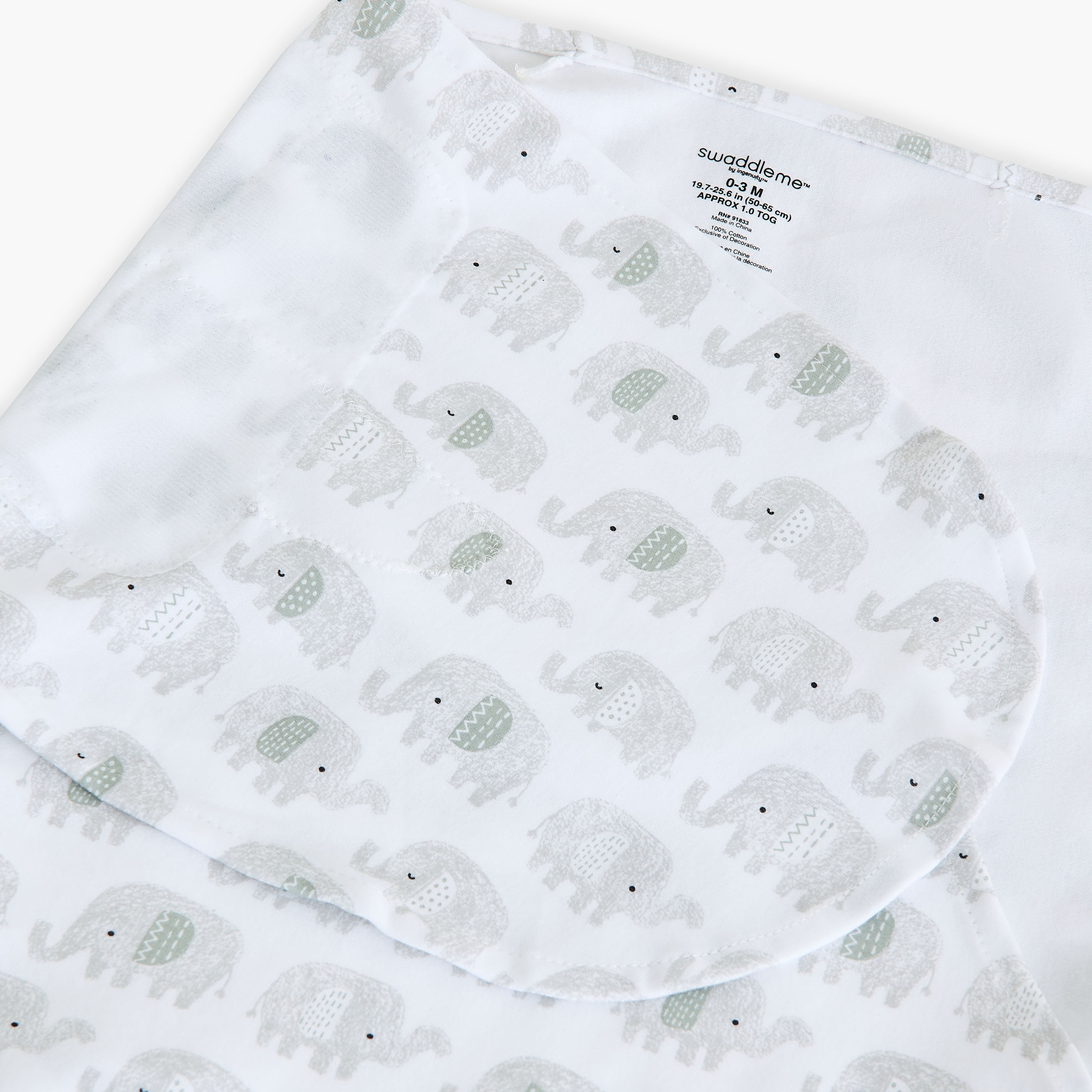 قماط بطبعات فيل وشريط إغلاق لاصق من جونيورز-baby-nursery-blanketsandswaddles-swaddlesandsleepingbags-image-5