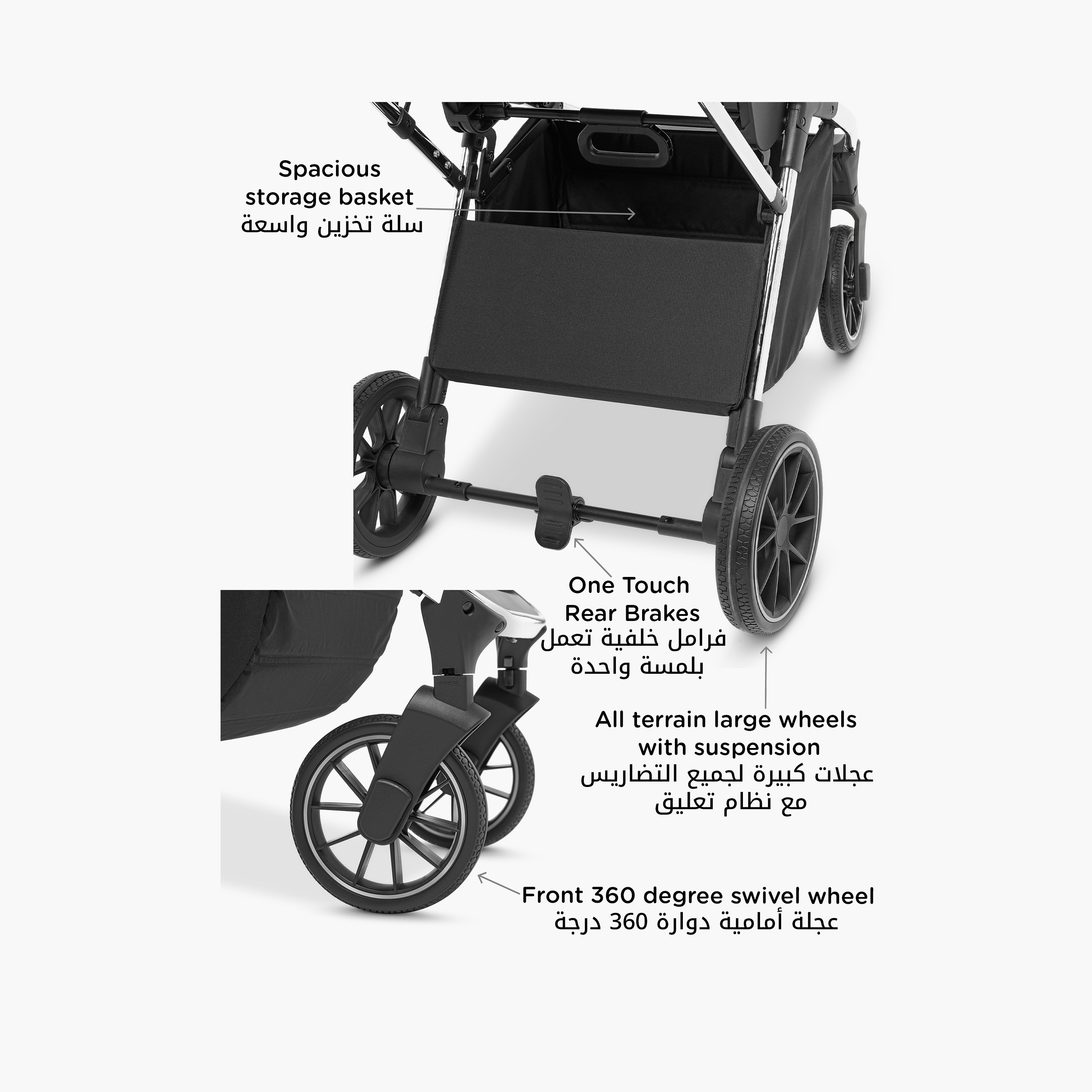 Giggles Archie Reversible Stroller with Push Button Folding System, Aluminium Frame and Wheel Lock-baby-gear-strollersandprams-strollers-image-9